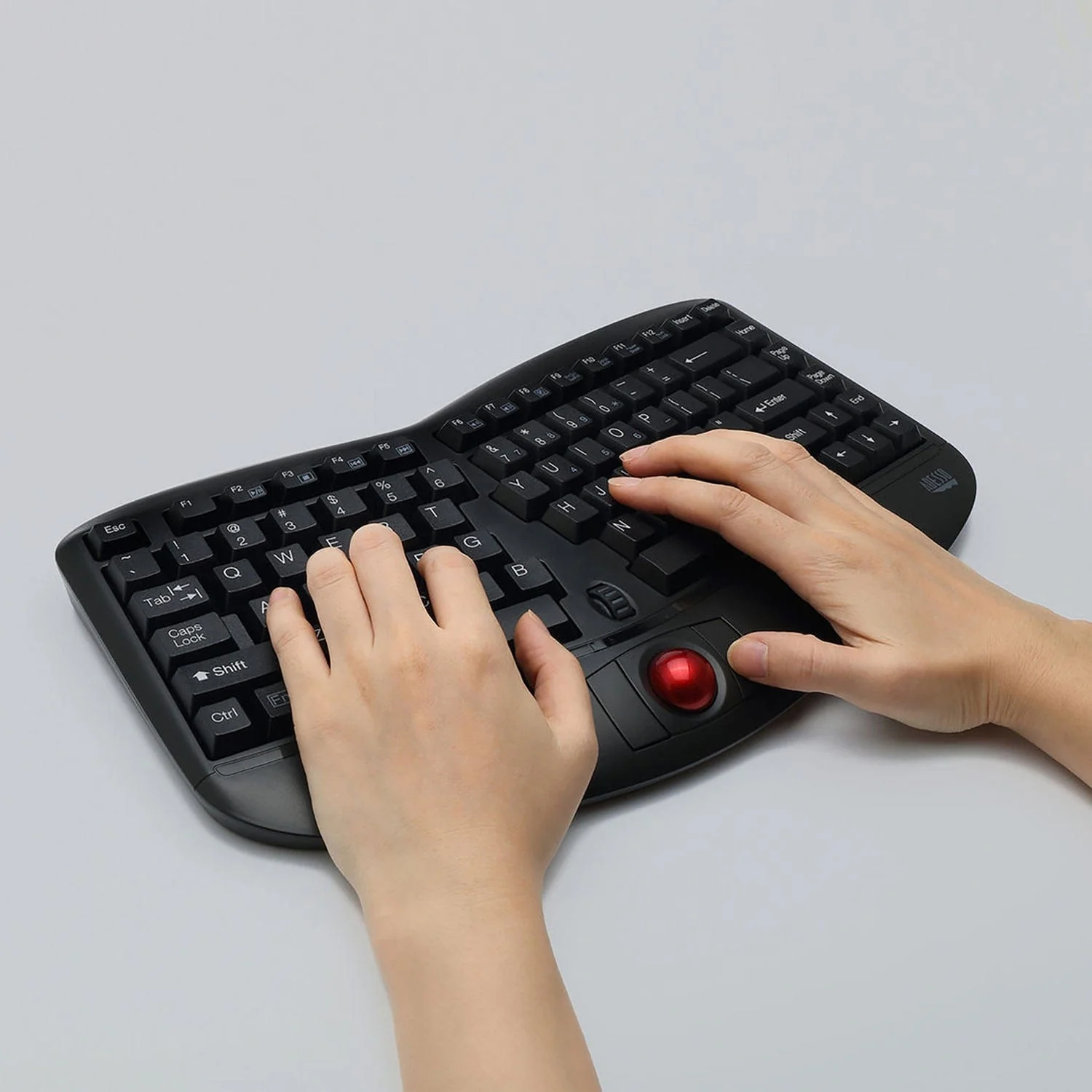 Adesso 2.4-GHz Wireless TruForm Ergonomic Computer Keyboard with Trackball, for Windows, Mini - Image 2