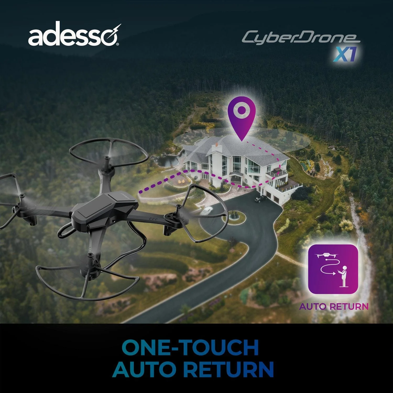 Adesso CyberDrone X1 720p Entry-Level Drone with Camera and Remote - Image 2