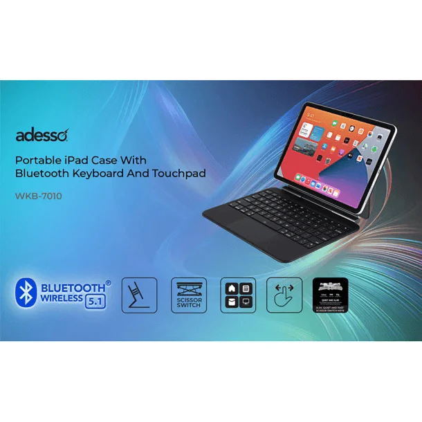 Adesso EasyTouch Folio 7010 Bluetooth Keyboard for iPad Pro 11 In. and iPad Air 10.9 In. - Image 8