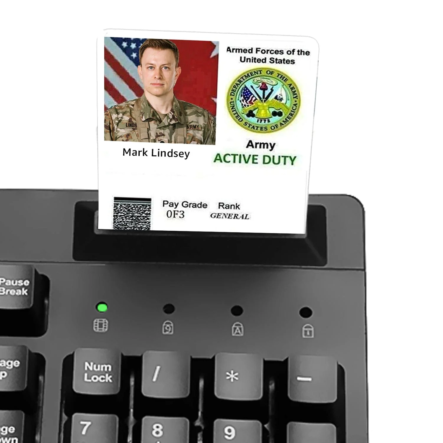 Adesso Wired USB Antimicrobial Desktop Keyboard with Smart Card Reader, TAA Compliant, for Windows, Full Size - Image 2