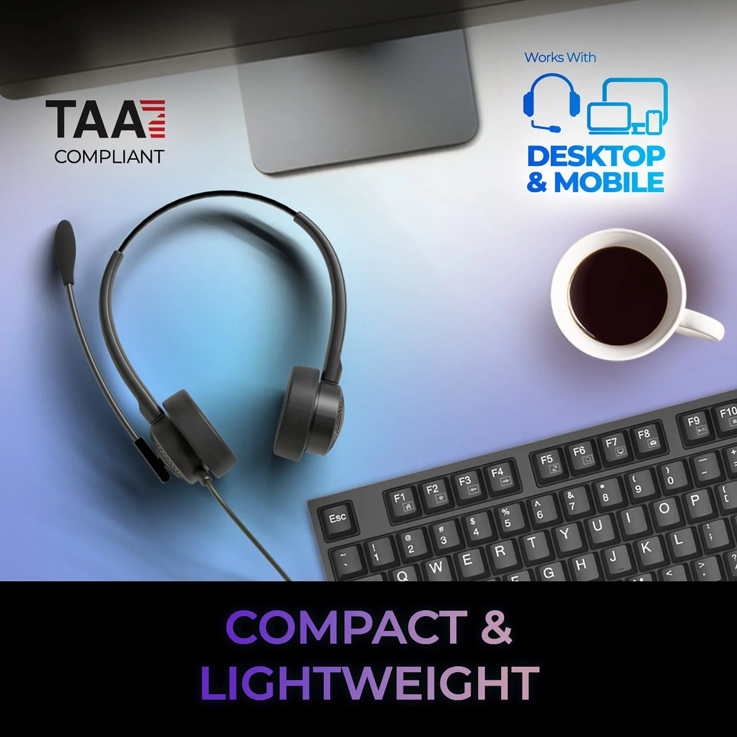 Adesso Xtream P4T-TAA Push-to-Talk Headset with Microphone, TAA Compliant - Image 4