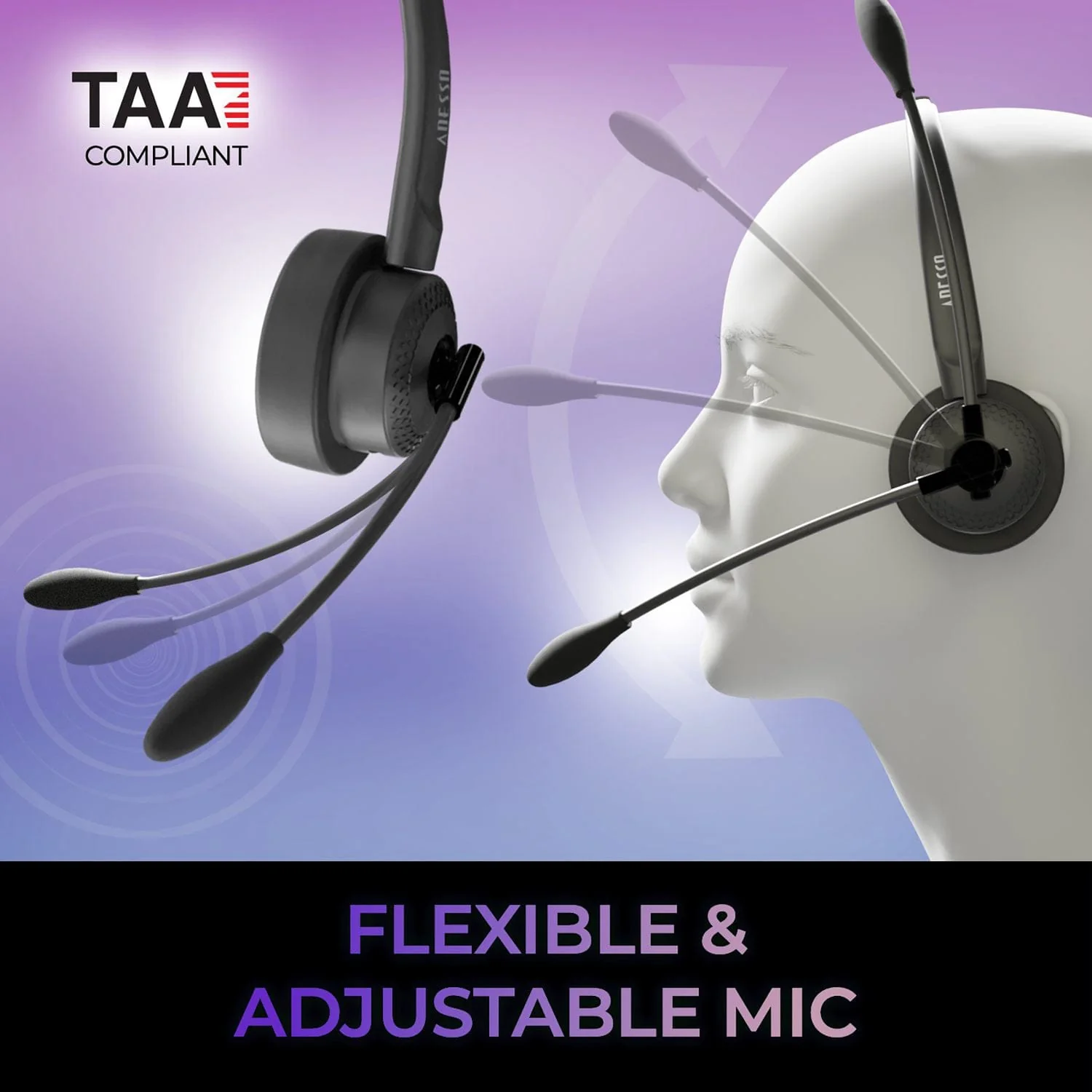 Adesso Xtream P4T-TAA Push-to-Talk Headset with Microphone, TAA Compliant - Image 6