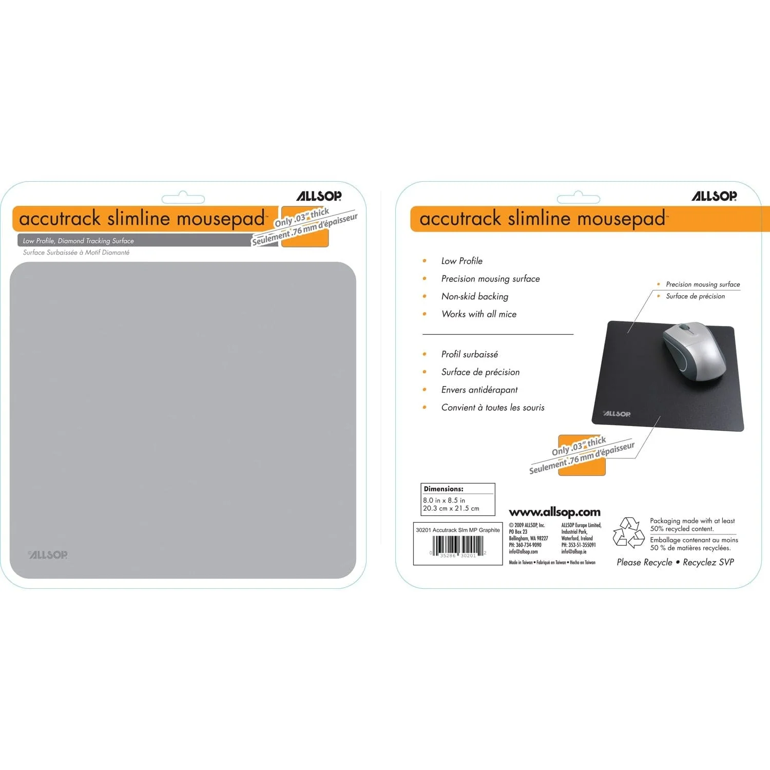 Allsop Accutrack Slimline Mouse Pad, Silver - Image 2