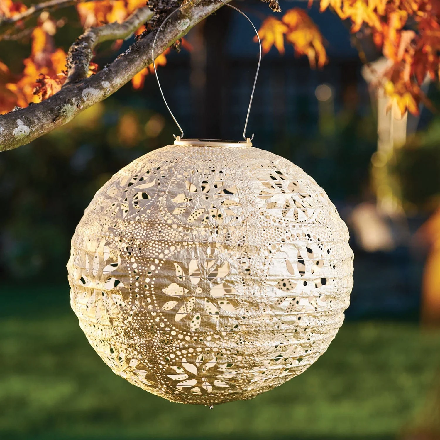Allsop Home Garden Soji Stella Boho Globe 12-In. Tyvek Solar Lantern - Image 2
