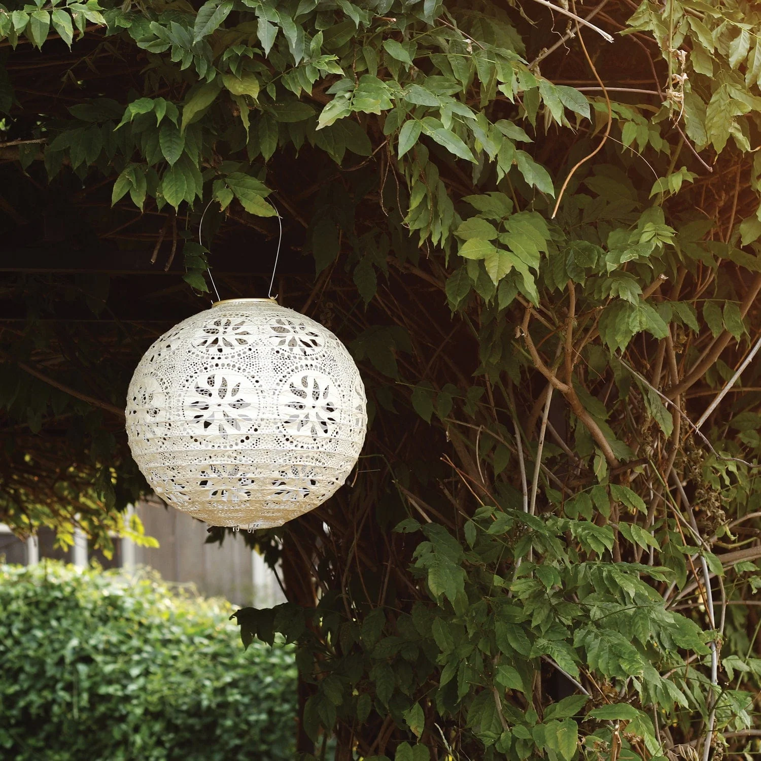 Allsop Home Garden Soji Stella Boho Globe 12-In. Tyvek Solar Lantern - Image 3
