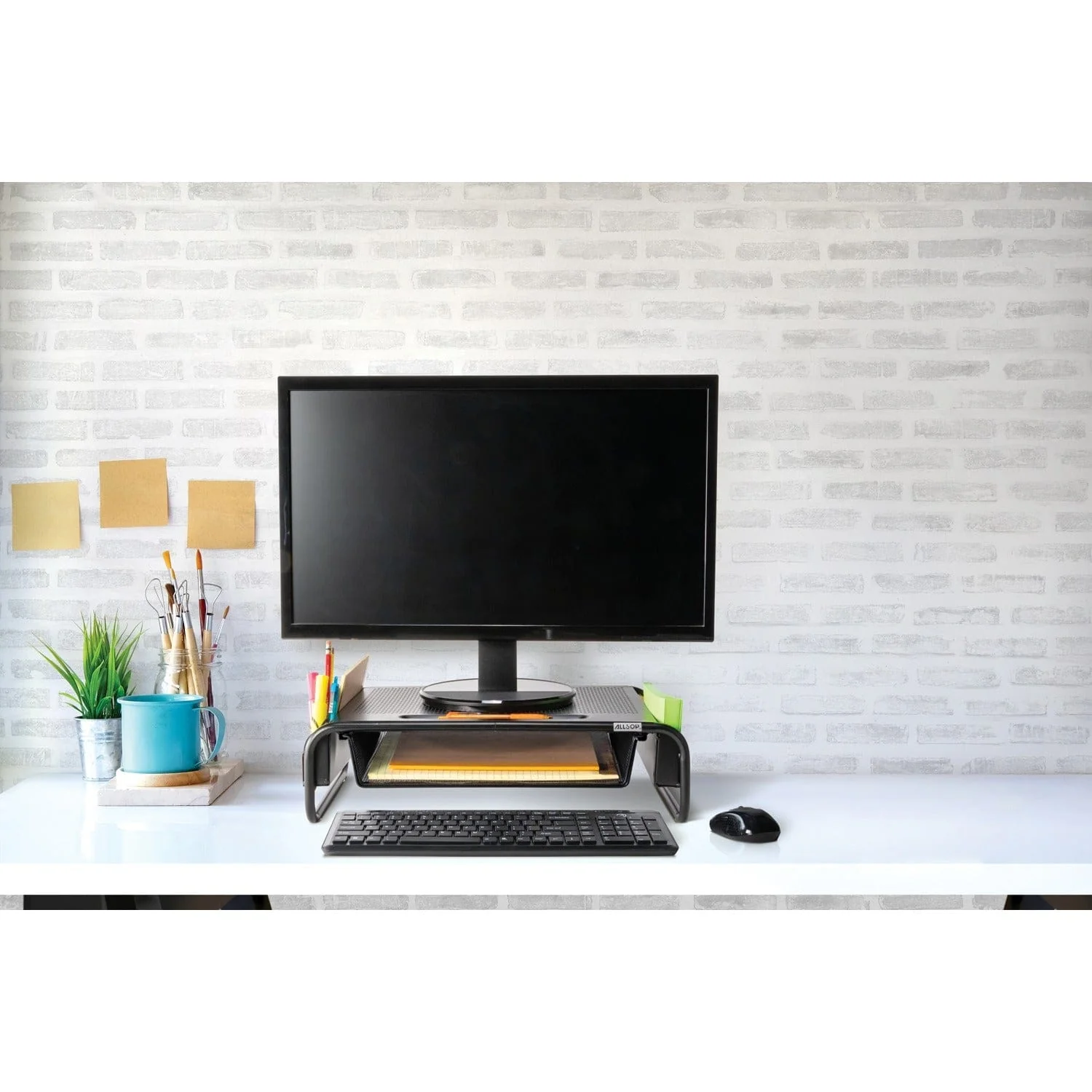 Allsop Metal Art Organizer 5 Monitor/Laptop/Printer Stand with Built-In Sliding Drawer - Image 5