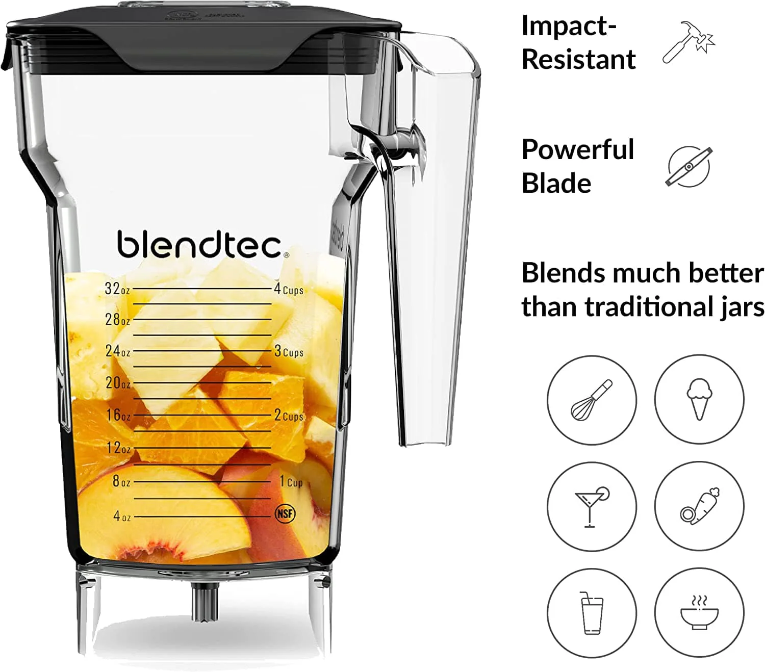 Blendtec FourSide Jar, 32 oz, Clear - Image 2