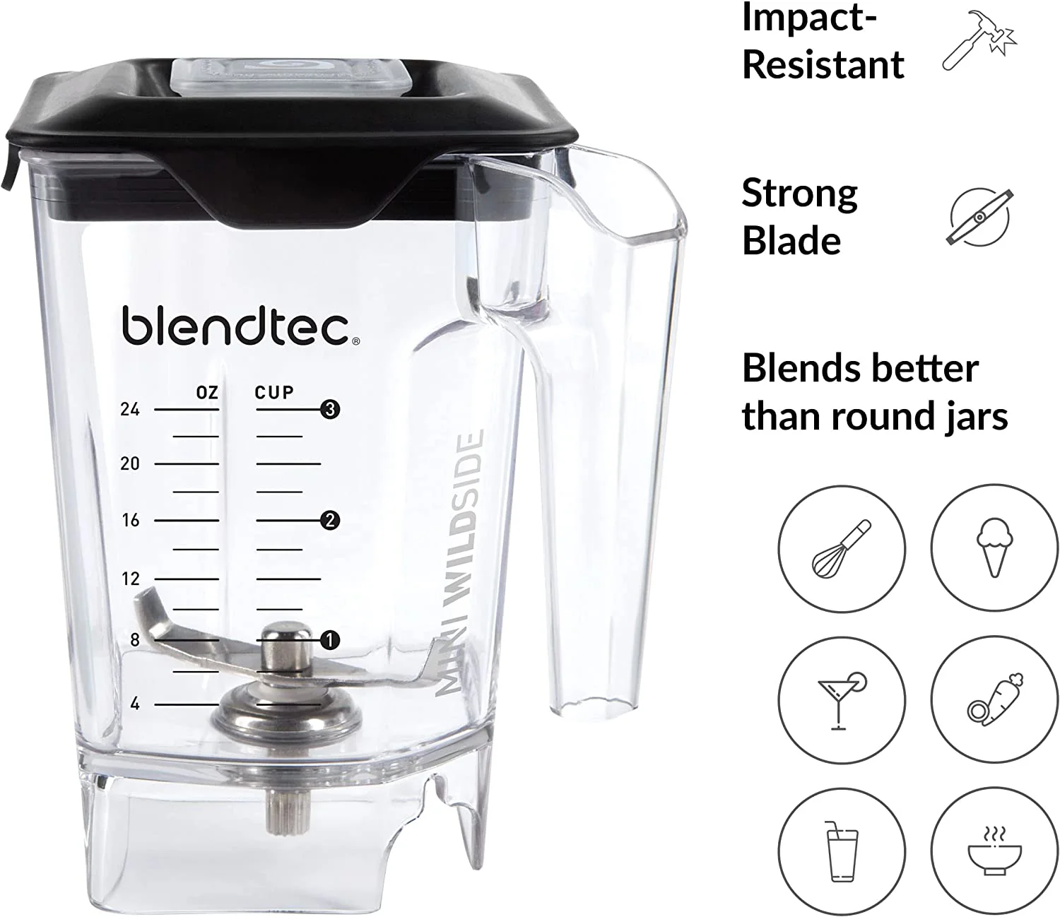 Blendtec Mini WildSide Jar, 24 oz, Clear - Image 2
