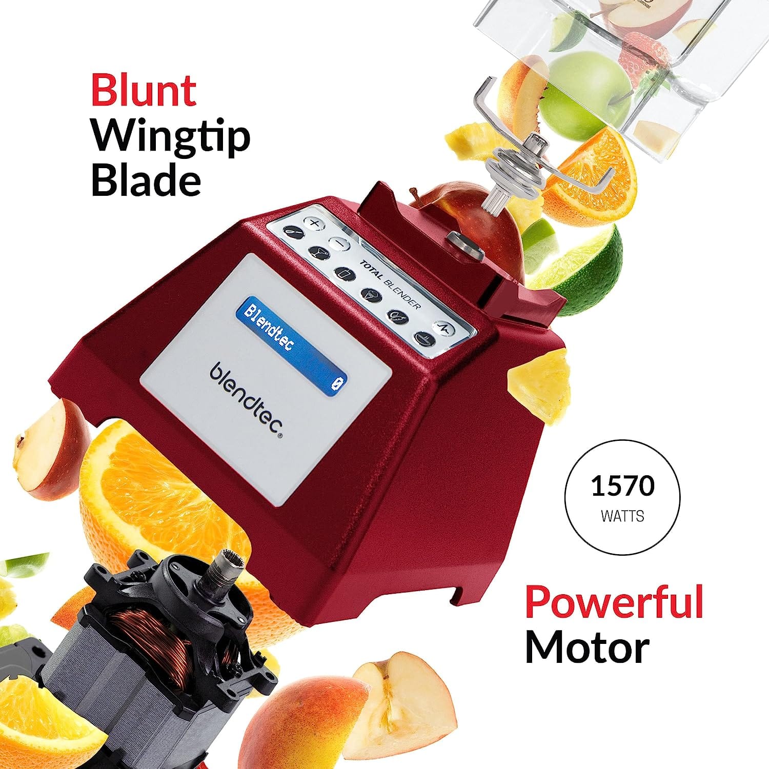 Blendtec Total Blender Classic, WildSide+ Jar, 10 Speeds, Poppy Red - Image 3