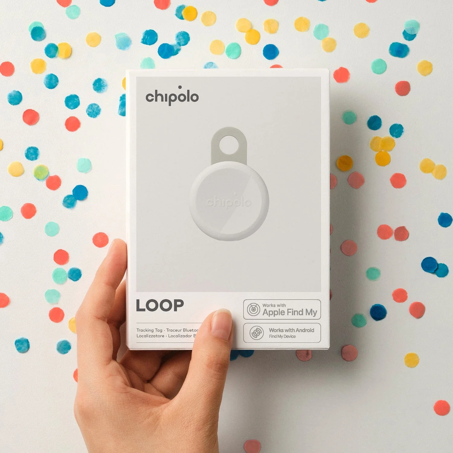 Chipolo LOOP Rechargeable Device Tracking Tag, 1 Pack, Chalk - Image 2