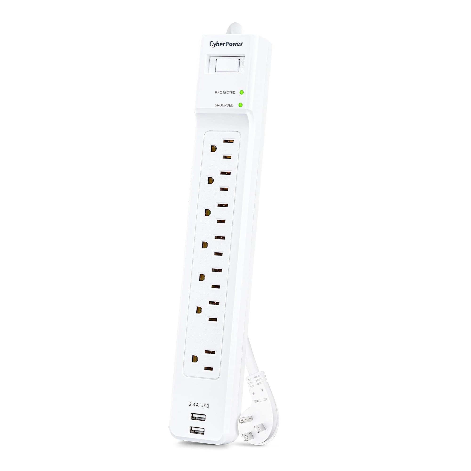 CyberPower Essential 7-Outlet Surge Protector, White - Image 2