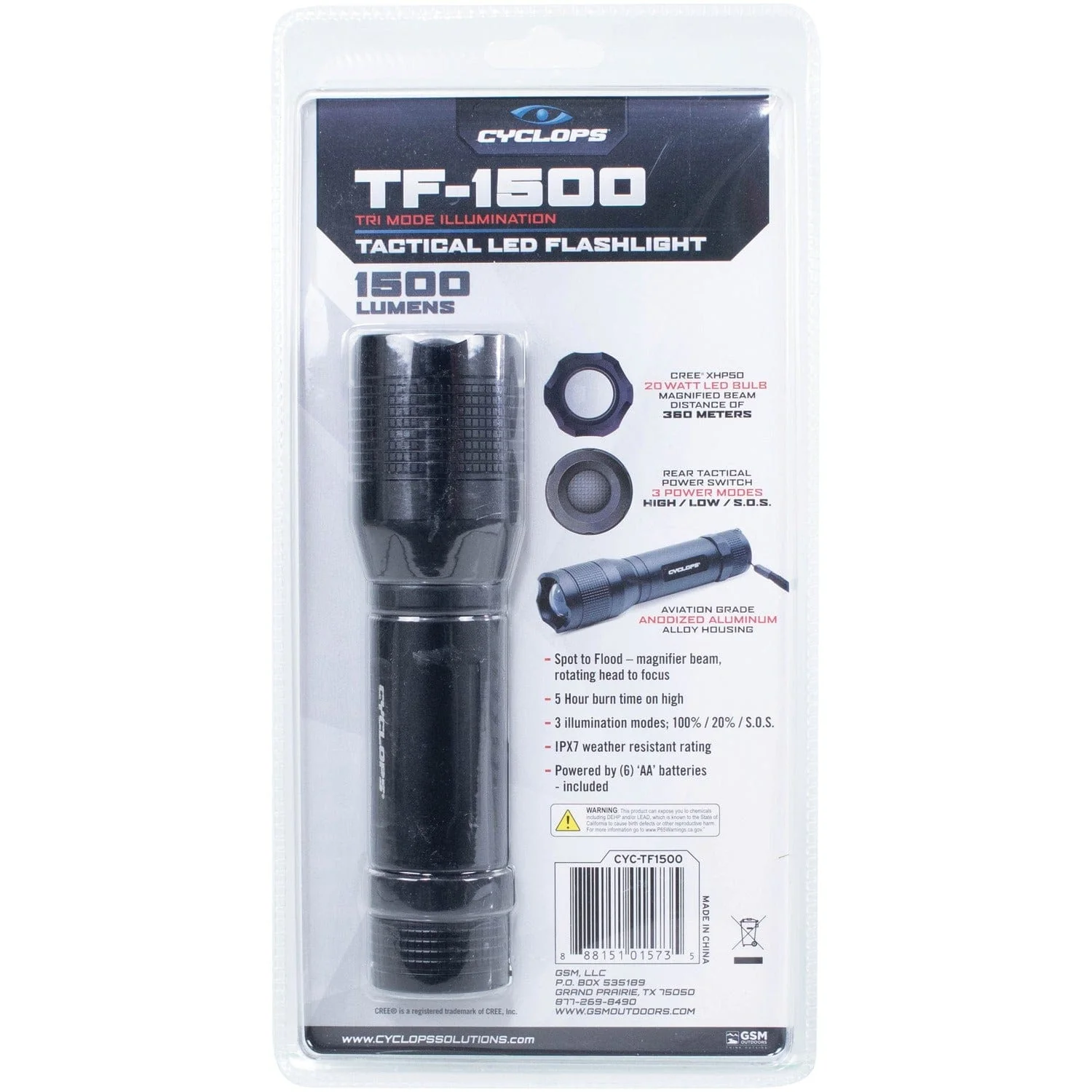 Cyclops 1500-Lumen Tactical Flashlight - Image 2