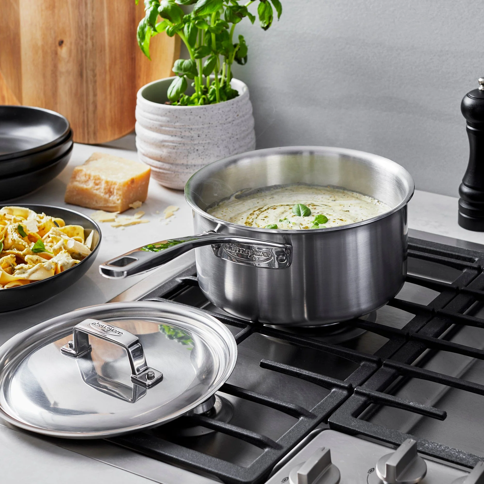 Demeyere Essential 5-ply 3-qt Stainless Steel Saucepan with Lid - Image 2