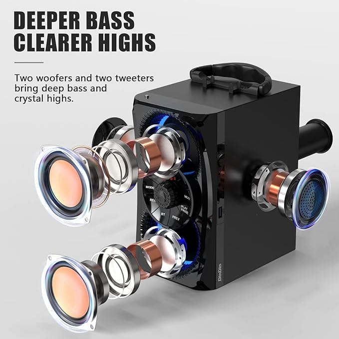 DinDin Portable Bluetooth Indoor / Outdoor Speaker, 30 Watts, Black - Image 2