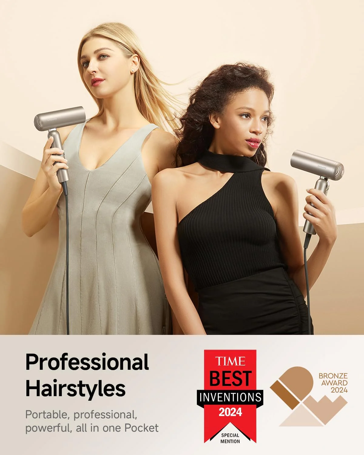 Dreame Pocket Pure High-Speed Hair Dryer, Lightweight Foldable Blow Dryer, 110000 RPM Motor, Ionic Care, 5 Modes, Travel Bag, Quiet Fast Drying - Image 3