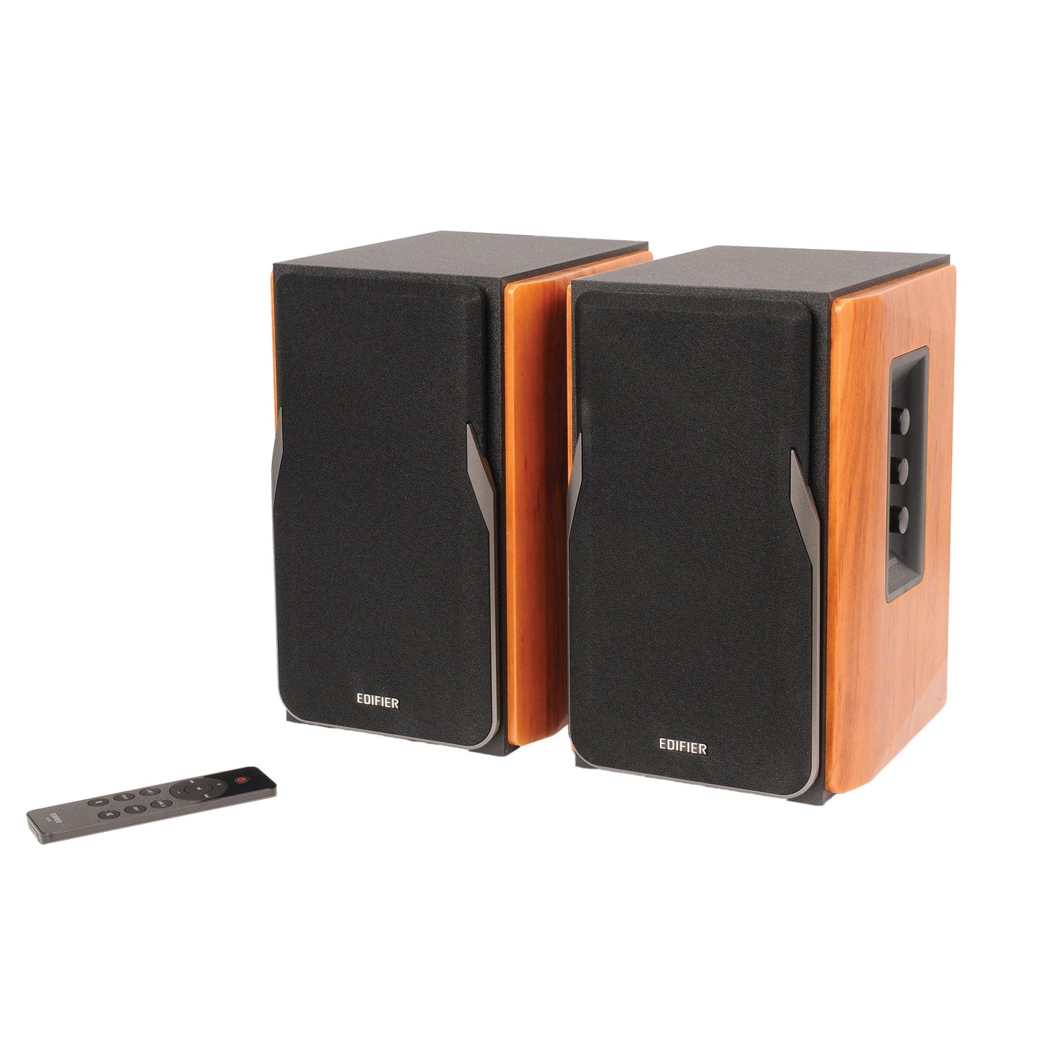 Edifier 42-Watt Continuous-Power Amplified Bluetooth Professional Bookshelf Speakers with Remote, R1380DB, 2 Count, Brown - Image 4