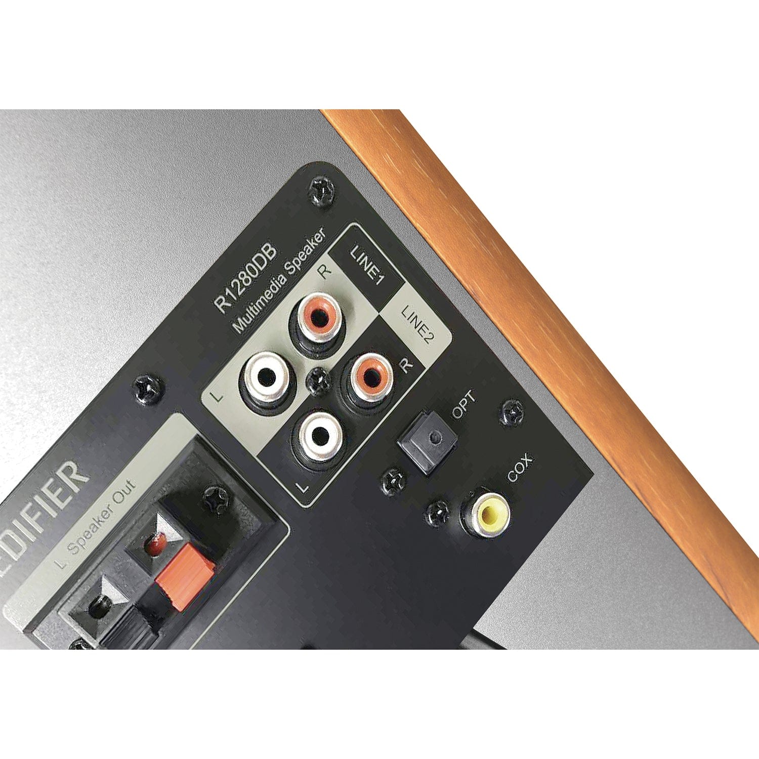 Edifier 42-Watt Continuous-Power Amplified Bookshelf Speakers, R1280T, 2 Count, Brown - Image 2