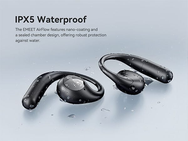 EMEET Airflow Open-Ear Earbuds with Detachable Boompole and Uplink Noise Cancellation, Black - Image 9