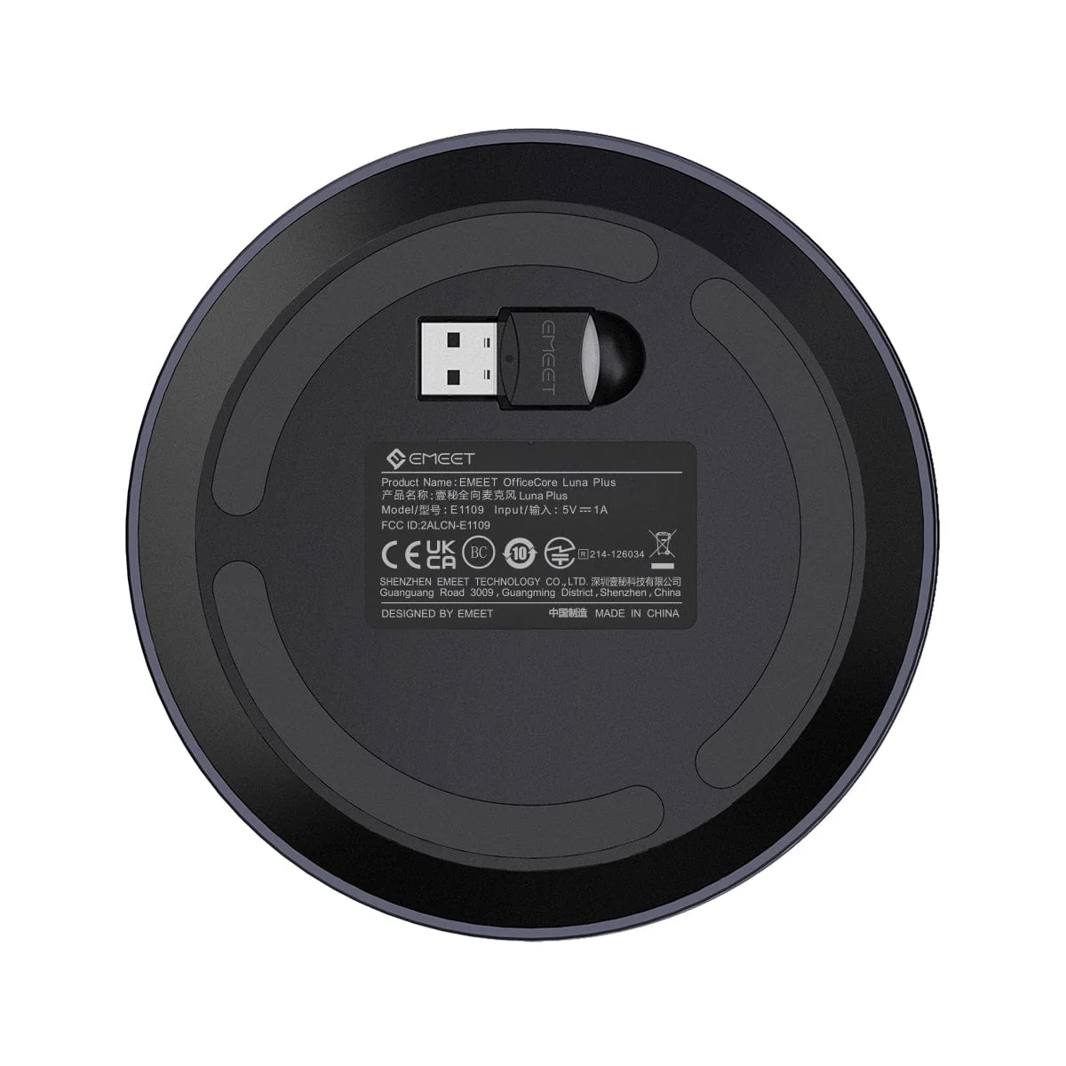 EMEET Luna Plus Speakerphone, 8 Noise Cancelling Mics, USB/Bluetooth/Dongle, Gray - Image 6