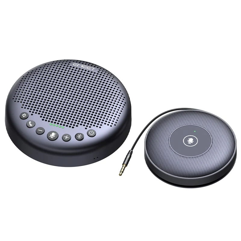 EMEET Luna Plus Speakerphone, 8 Noise Cancelling Mics, USB/Bluetooth/Dongle with Extra Extension Mic, Gray - Image 2