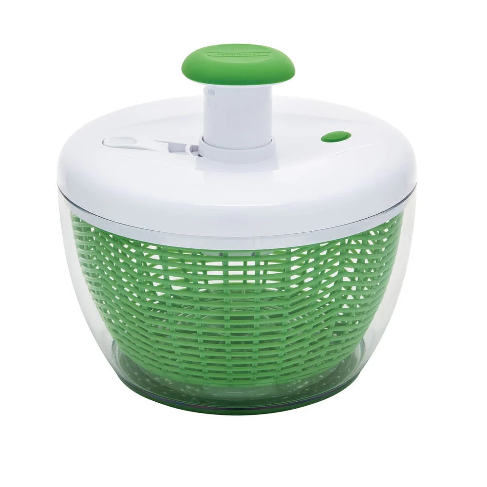 Farberware Pro Pump Salad Spinner with bowl, colander + built in draining system, Large 6.6 quart, Green