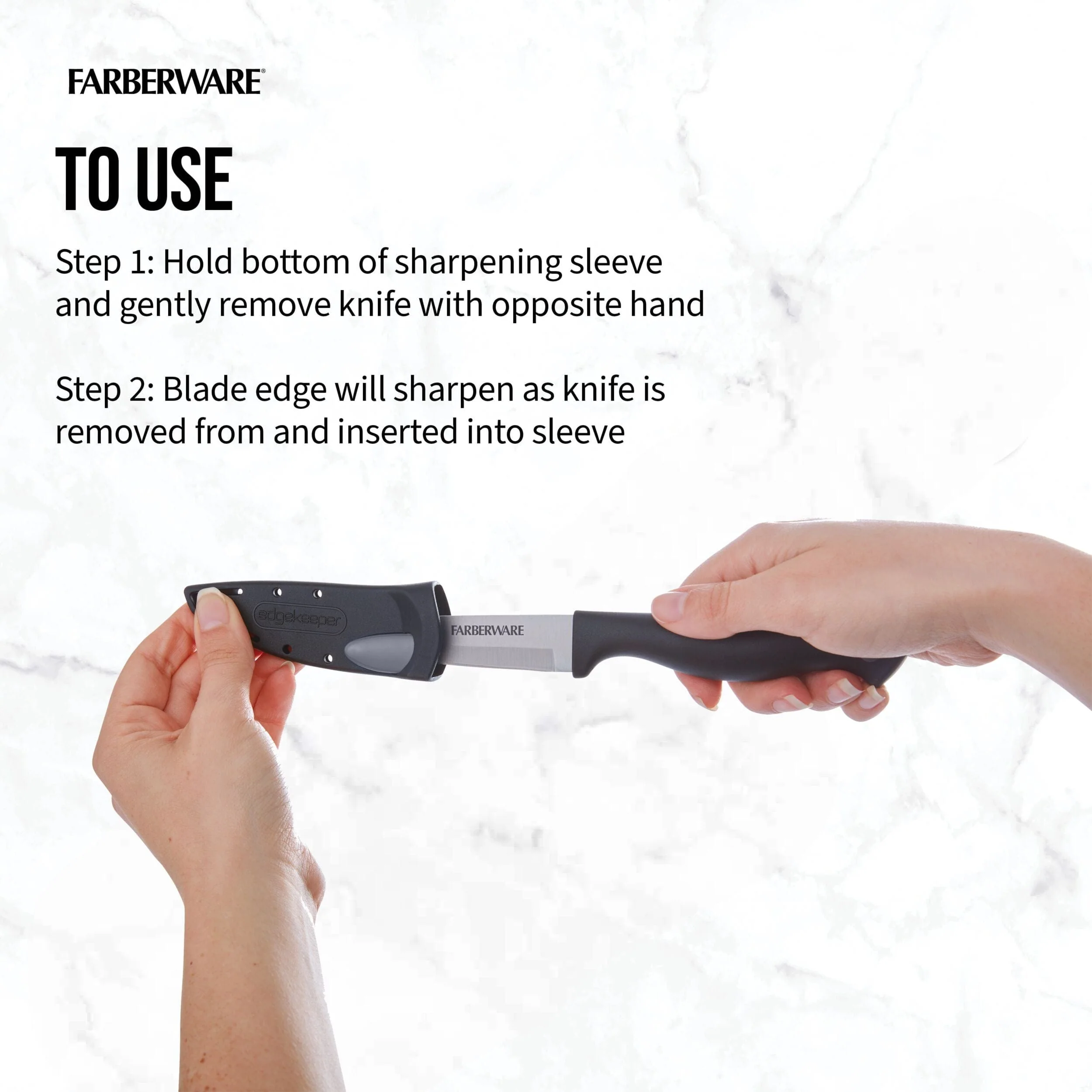Farberware Edgekeeper 3.5-Inch Paring Knife with Self-Sharpening Blade Cover, High Carbon, Stainless Steel, Ergonomic Handle, Black - Image 4