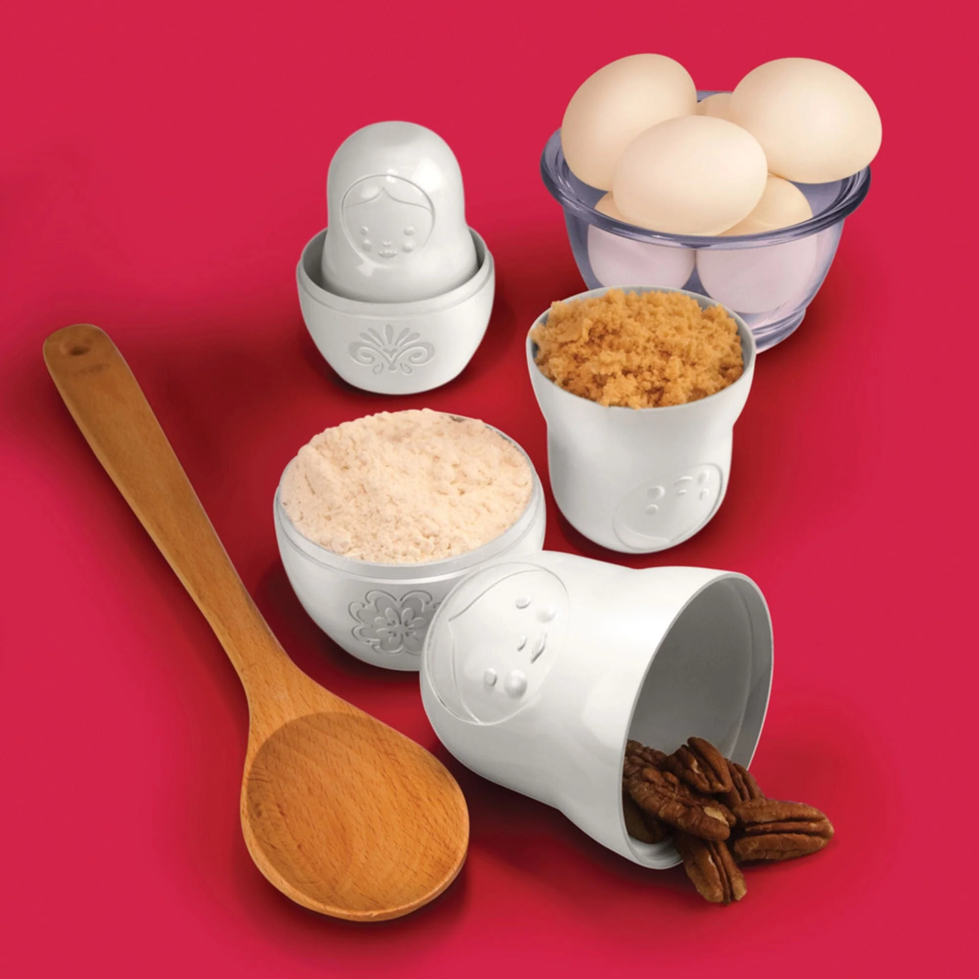 Fred & Friends M-CUPS Matryoshka Measuring Cups, Set of 6, White - Image 2