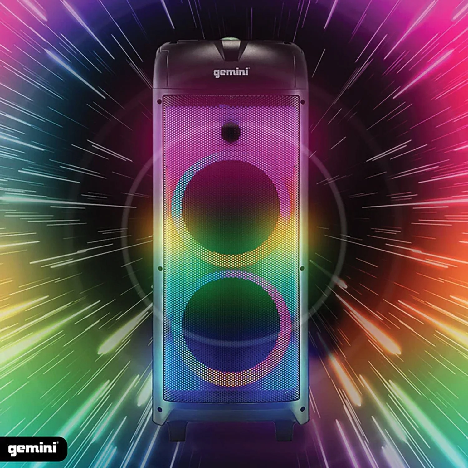Gemini GPLT Series 360° Portable Bluetooth True Wireless Speaker System with LED Lights, Microphone, and Remote, Black, GPLT-360 - Image 5