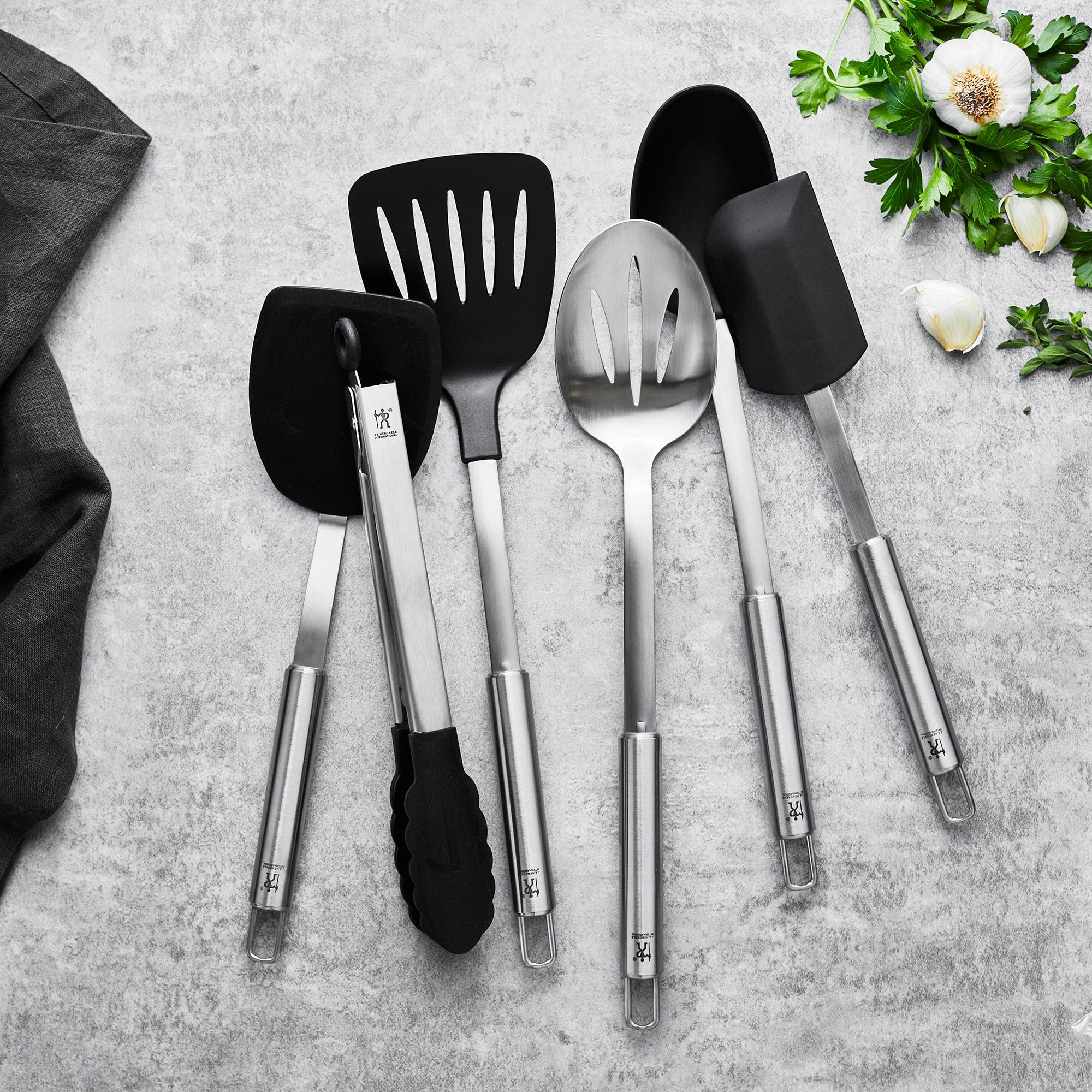 Henckels Cooking Tools 6-PC Kitchen Gadgets Set with Spatula, Tongs, Cooking Spoon, Stainless Steel - Image 4