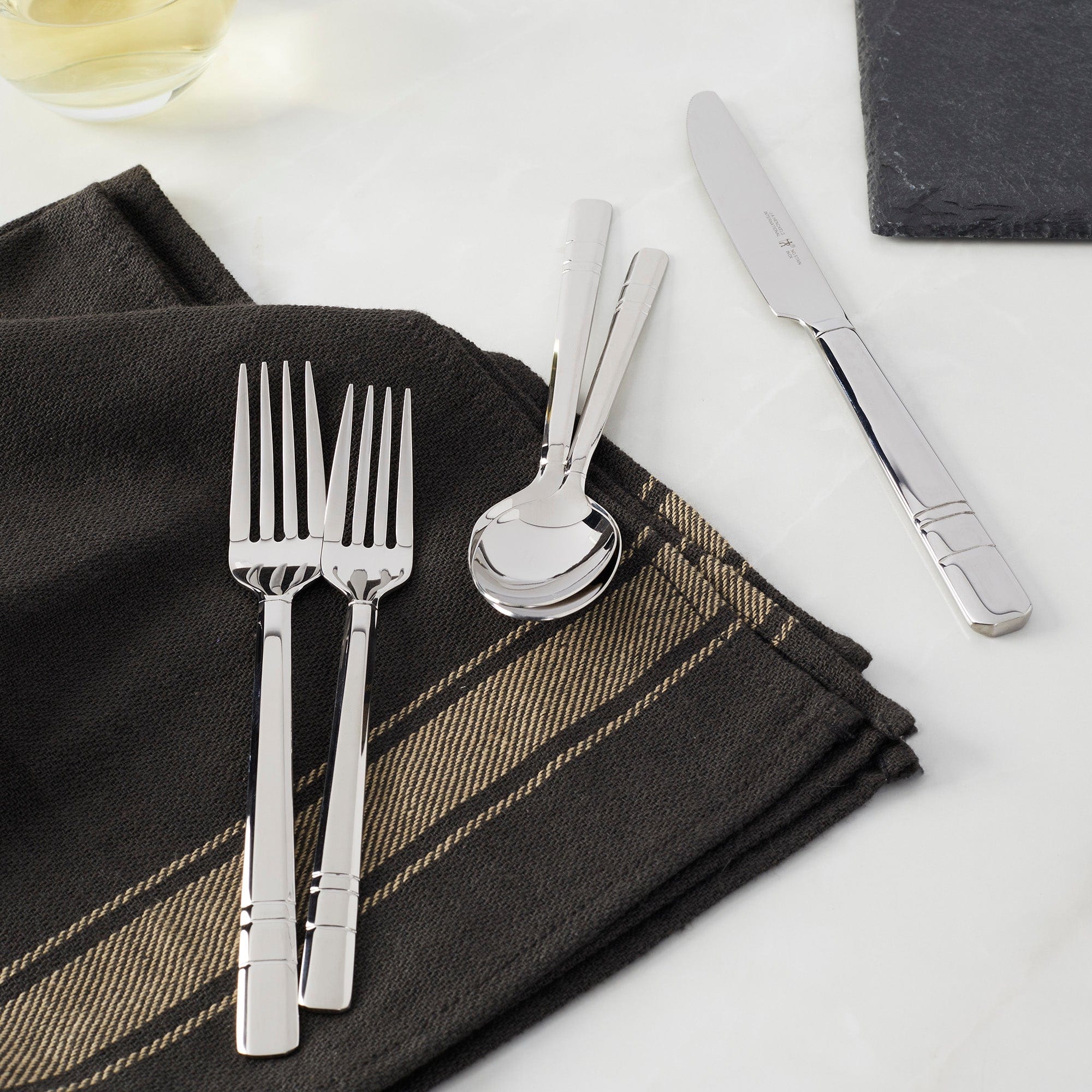 Henckels Madison Square 65-piece Flatware Set,18/10 Stainless Steel, Silver - Image 2