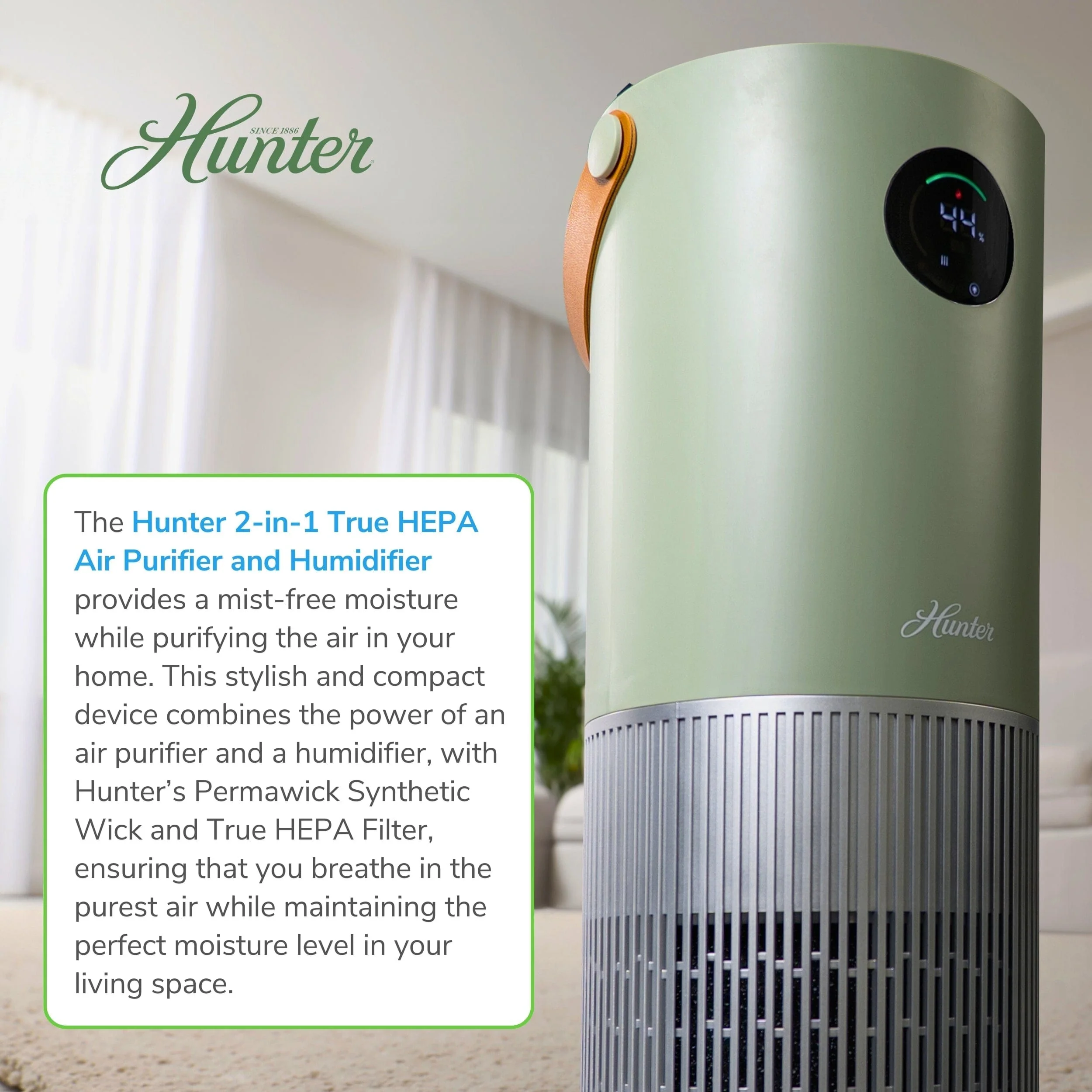 Hunter 2-in-1 True HEPA Mist-Free Air Purifier & Humidifier, HPH625 - Image 12