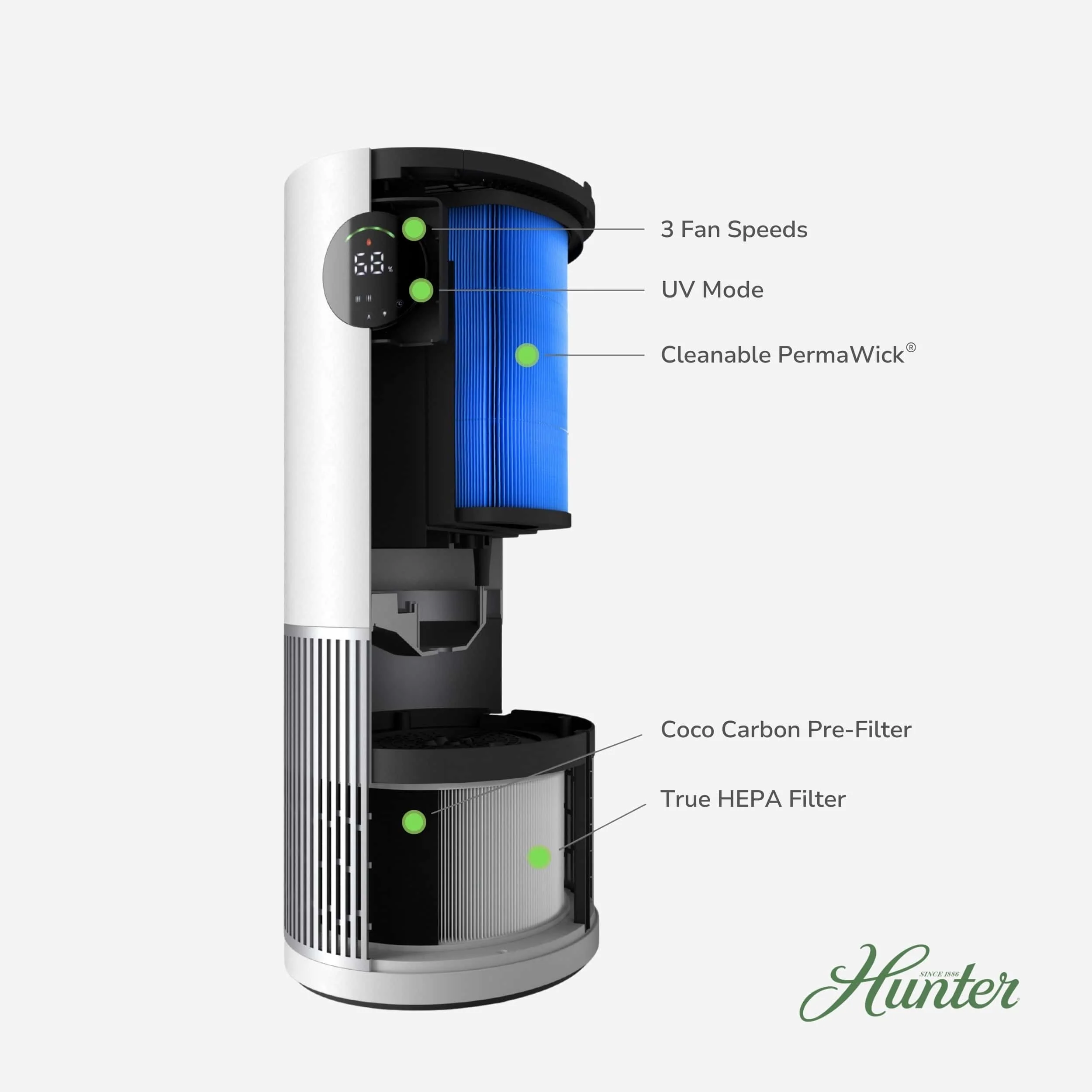 Hunter 2-in-1 True HEPA Mist-Free Air Purifier & Humidifier, HPH625 - Image 16