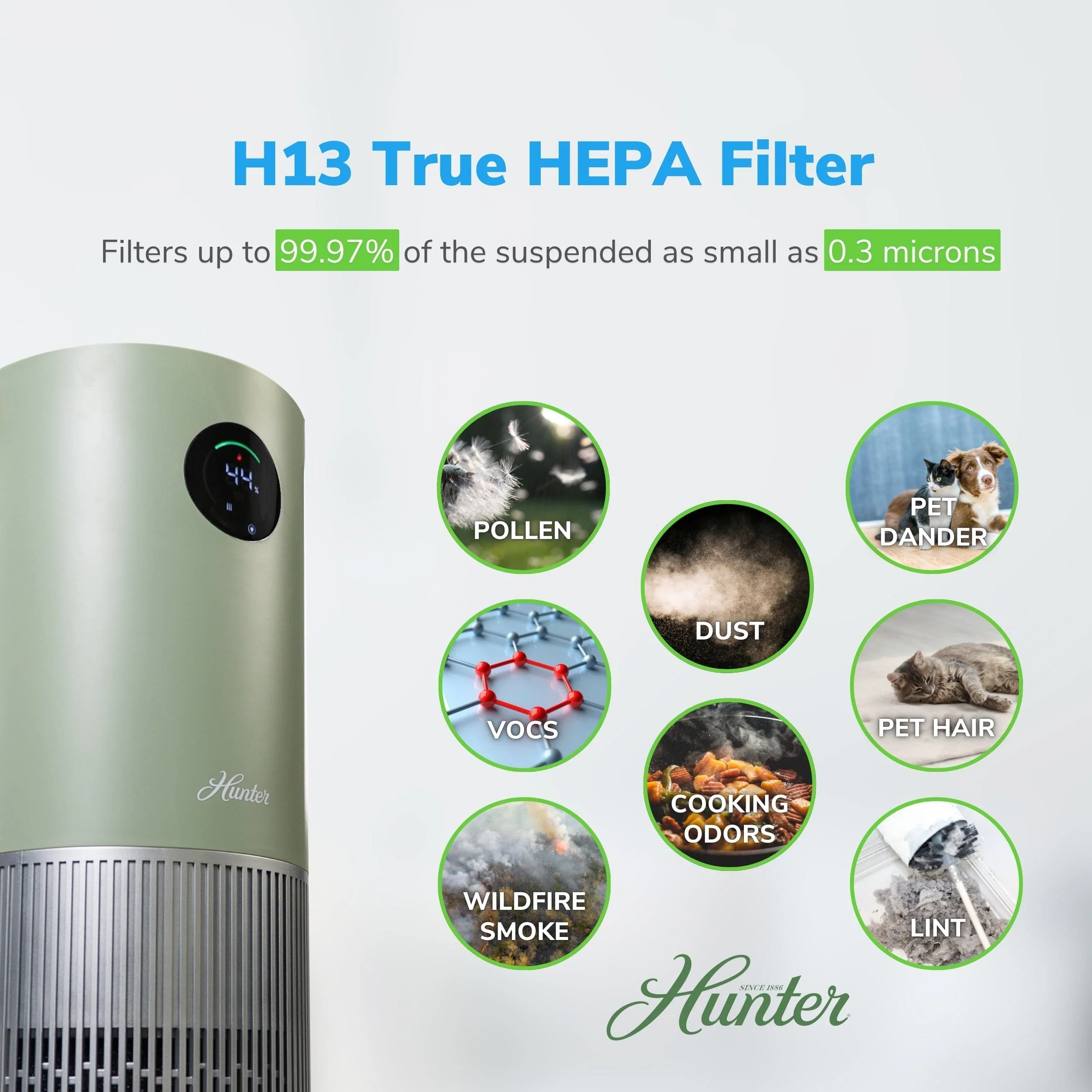 Hunter 2-in-1 True HEPA Mist-Free Air Purifier & Humidifier, HPH625 - Image 26