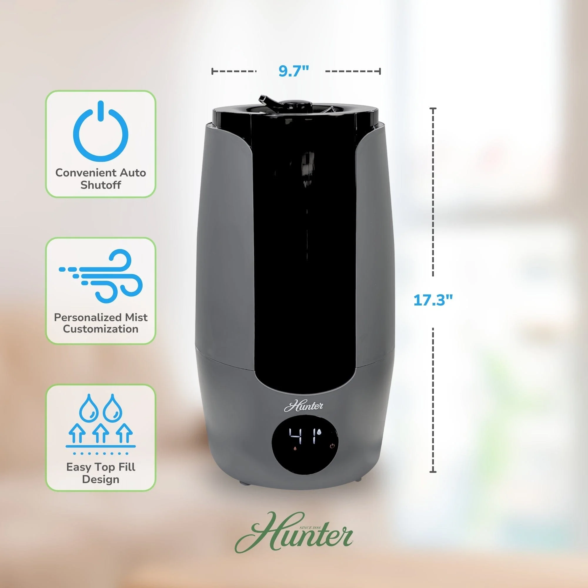 Hunter Aspire Ultrasonic 2.25 Gal Cool Mist Humidifier, Ultrasonic Cool Mist, HHU400 - Image 11