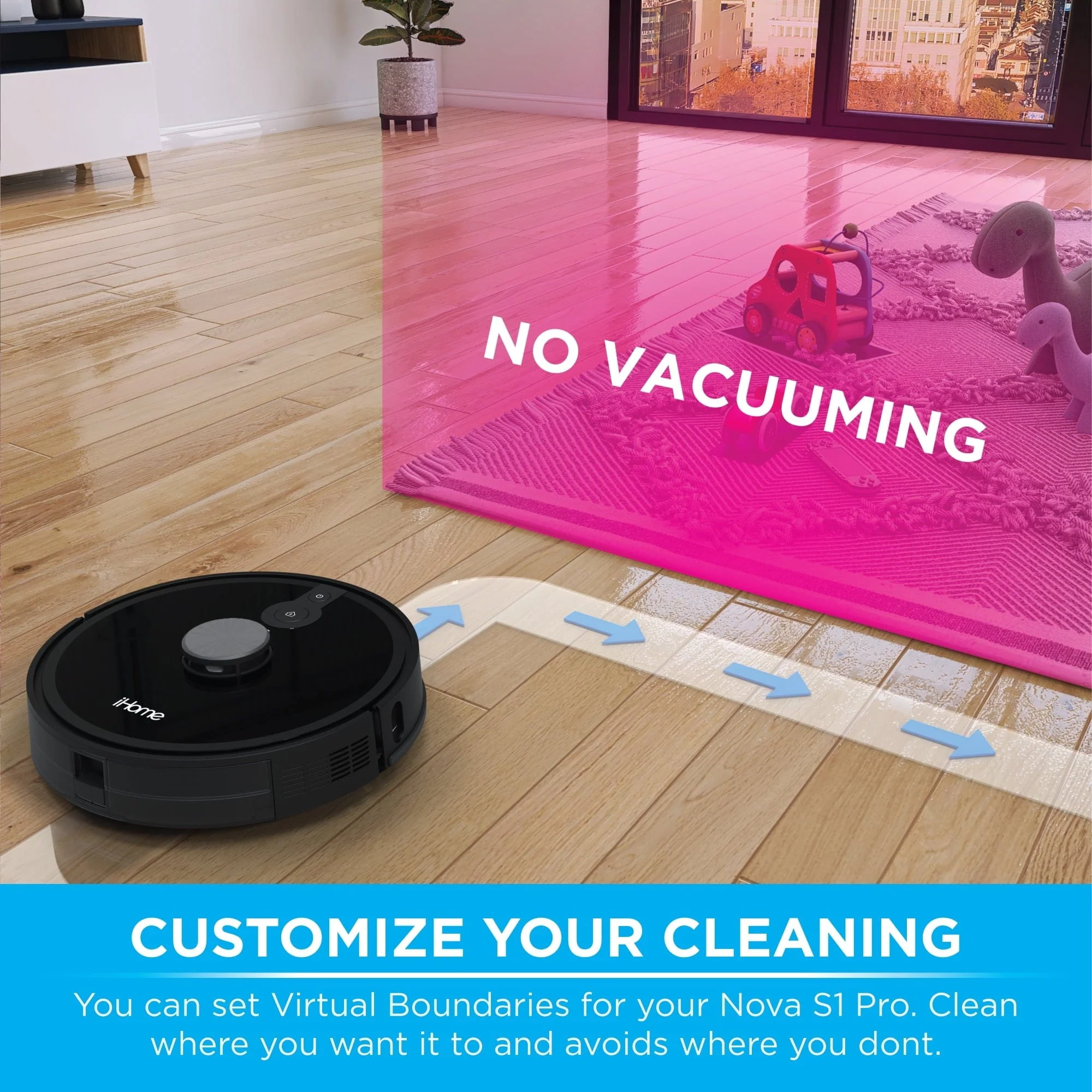 iHome AutoVac Nova S1 Pro Self Empty Robot Vacuum, LIDAR Mapping, 150 Min Runtime, Black - Image 8