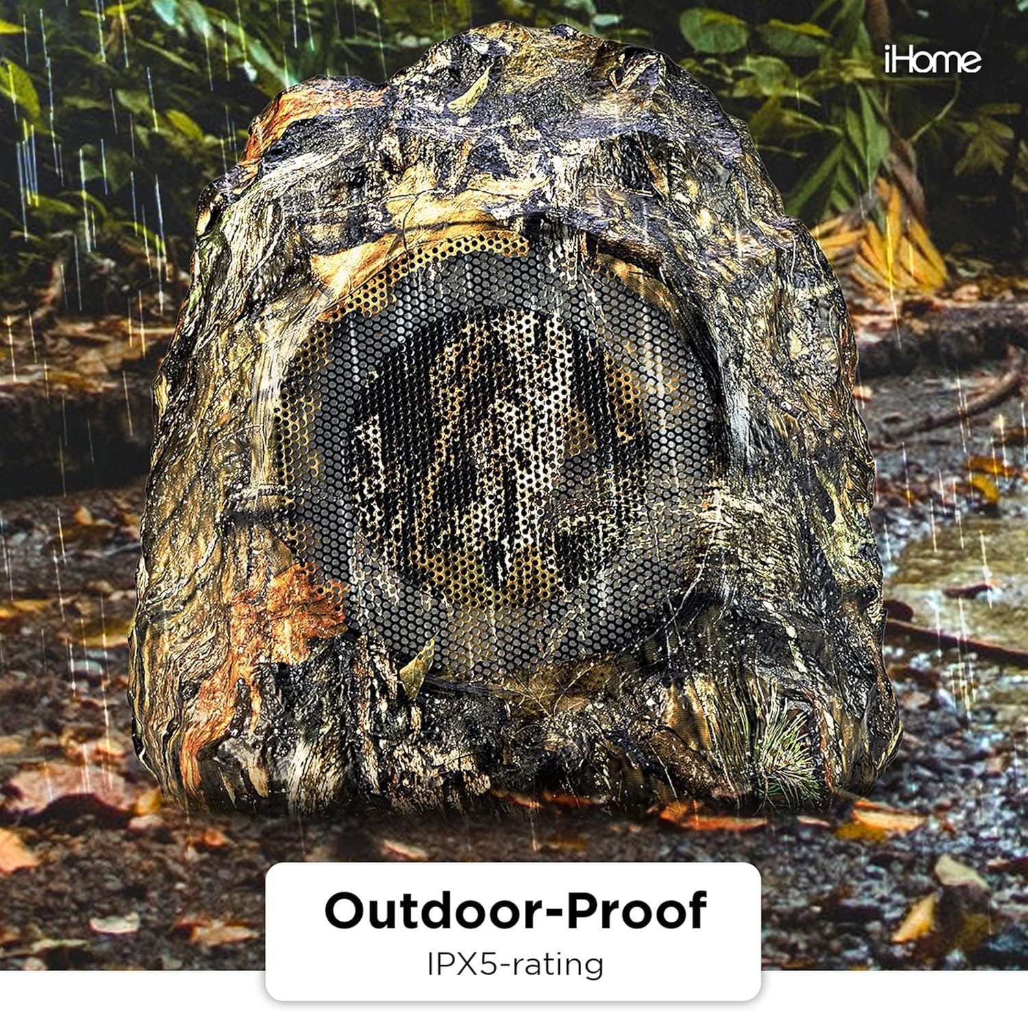 iHome Outdoor Rock Wireless Bluetooth, IPX5 Waterproof Speakers, Pair, Moss Oak / Camo - Image 4