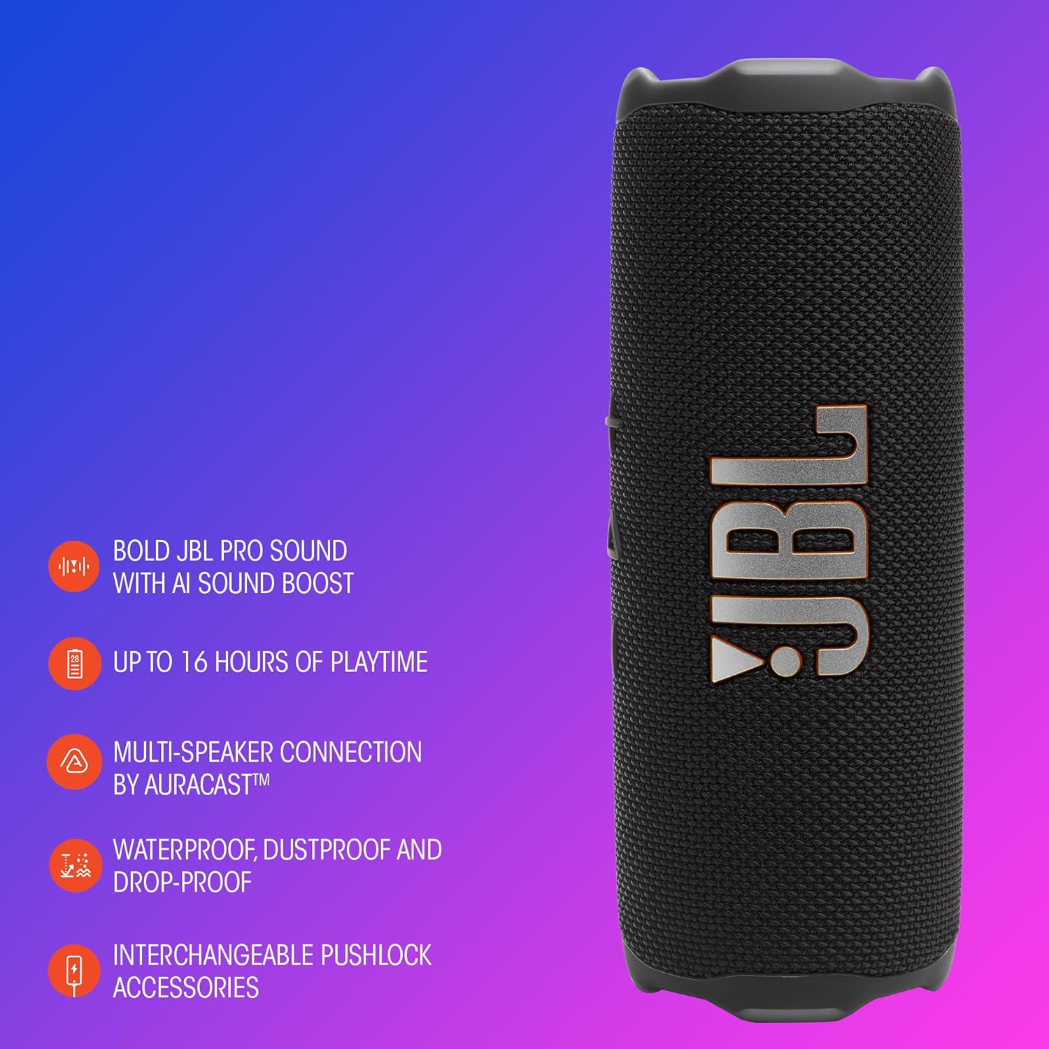 JBL Flip 7 Portable Waterproof Speaker, Black - Certified Refurbished - Image 8