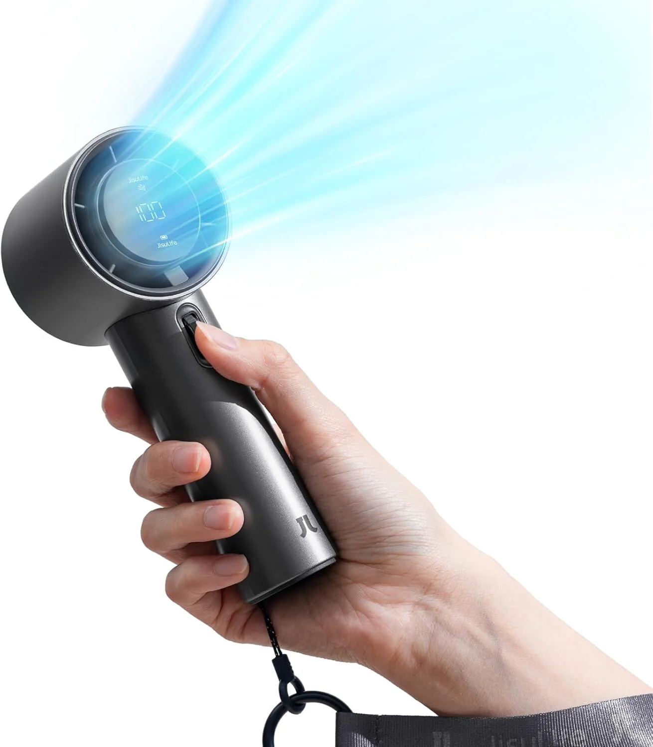 JisuLife Portable Handheld Fan Pro 1S, 1-100 Speed, Adjustable Turbo Mini Rechargeable Personal Fan, Dark Grey - Image 2