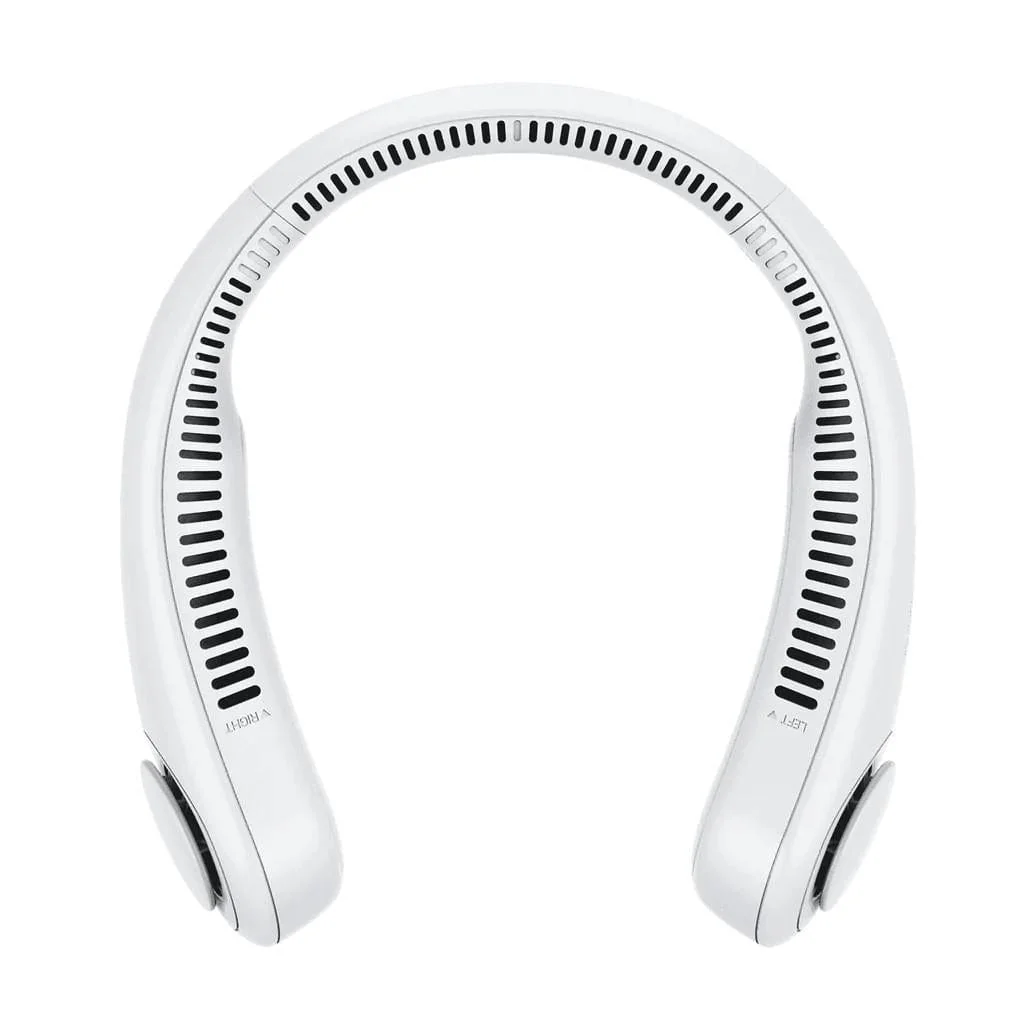 JisuLife Portable Neck Fan, Hands-Free Bladeless, 5-Speed, Wearable Personal Fan, Twistable, Rechargeable, White/Light Grey - Image 2