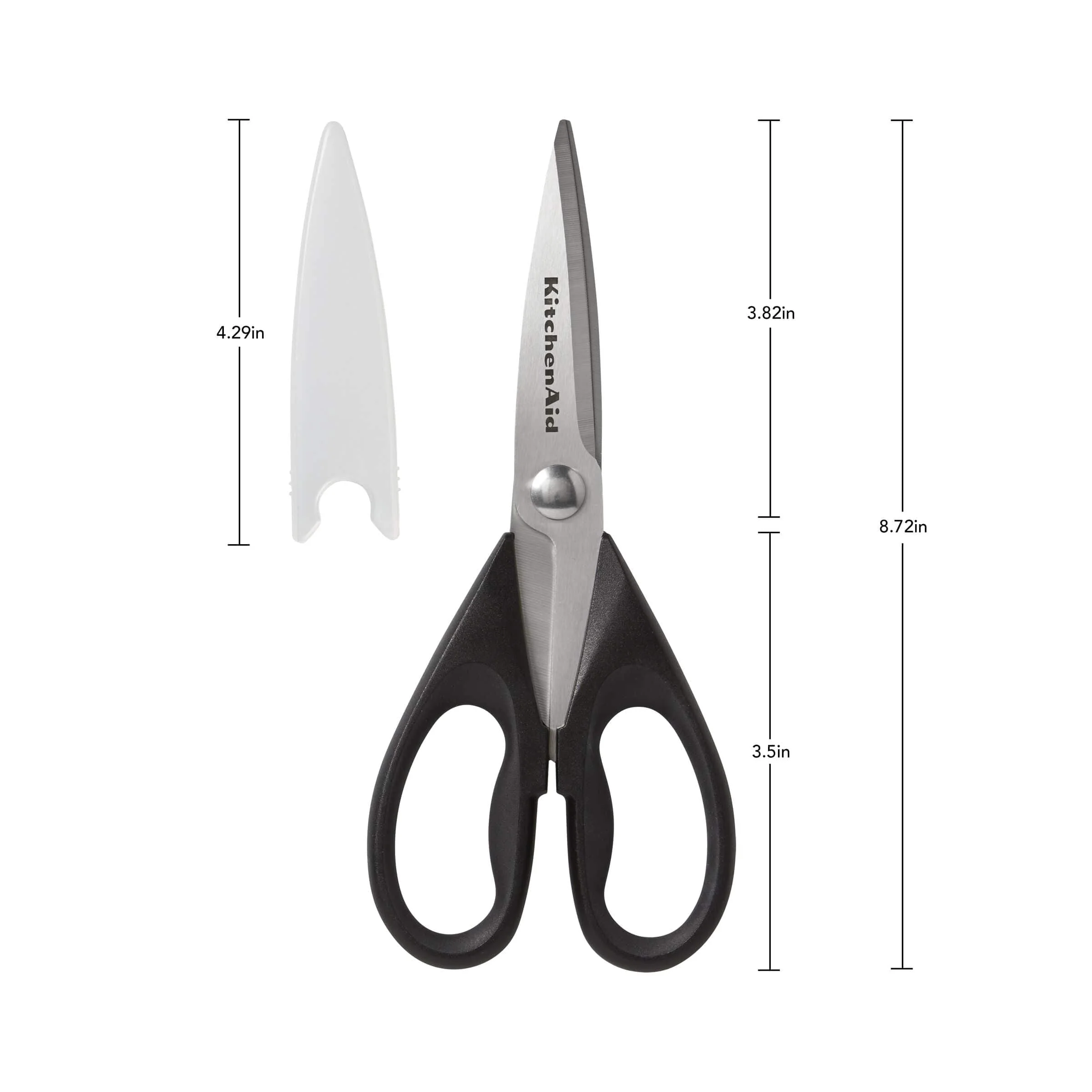 KitchenAid All Purpose Kitchen Shears with Protective Sheath for Everyday use, Dishwasher Safe Stainless Steel Scissors with Comfort Grip, 8.72-Inch, Black - Image 2