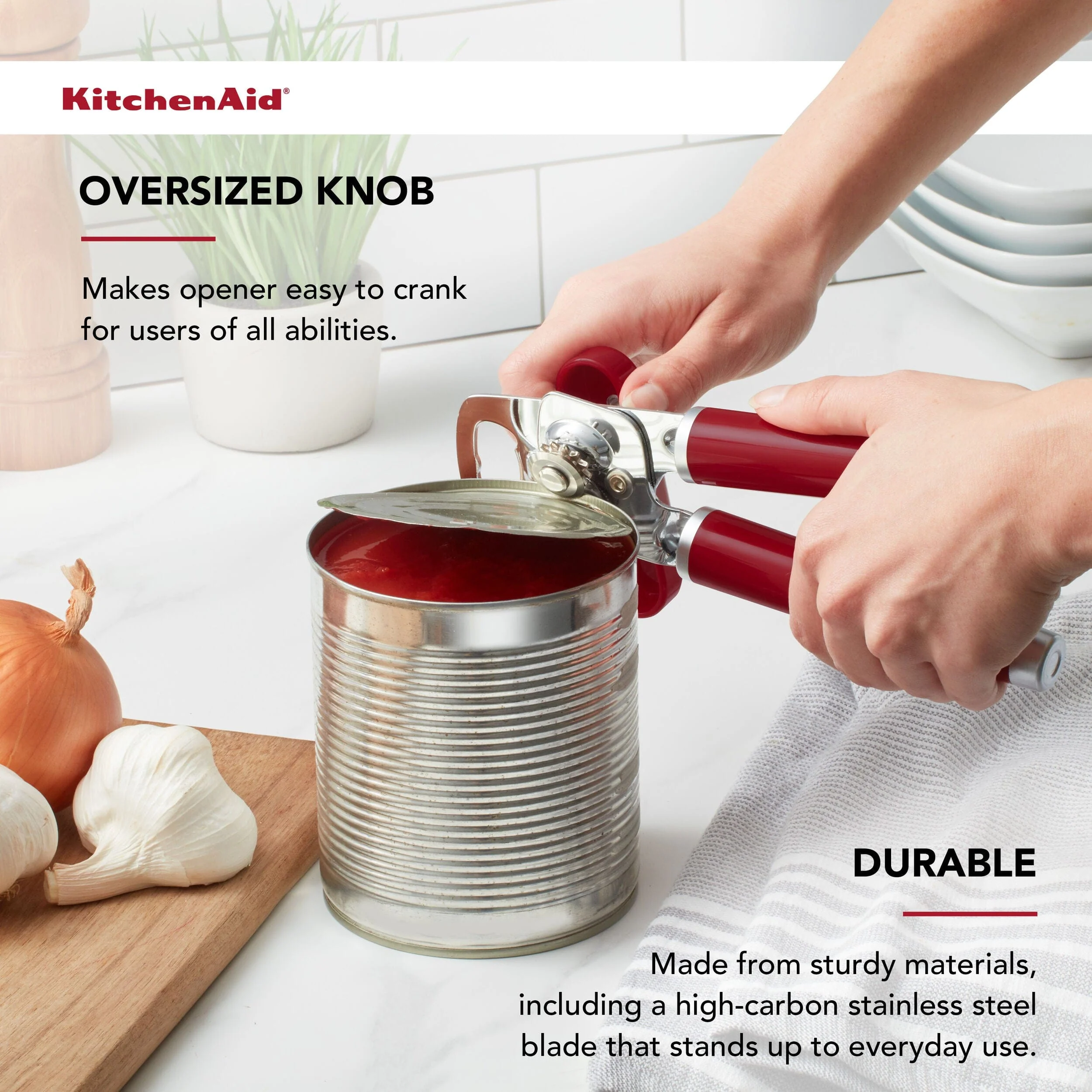 KitchenAid Classic Multifunction Can Opener / Bottle Opener, 8.34-Inch, Empire Red - Image 3