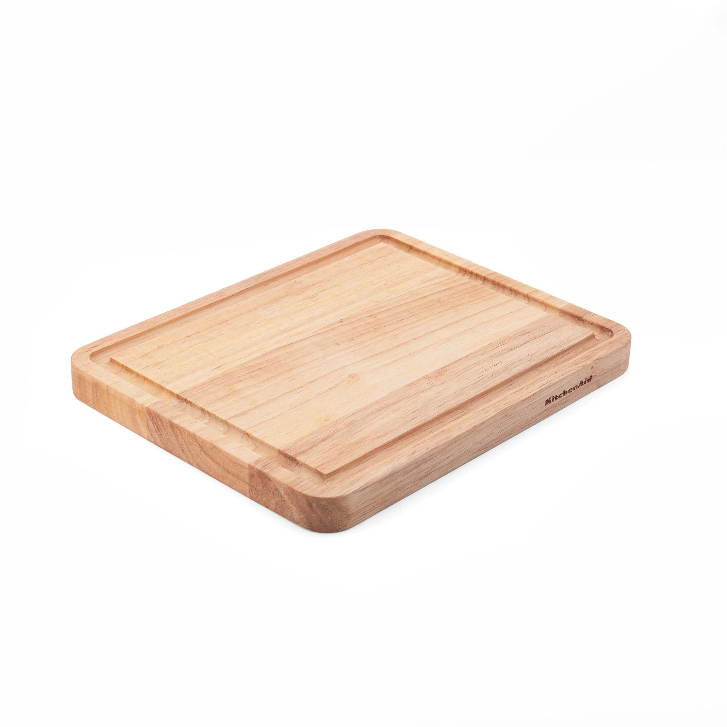 KitchenAid Classic Rubberwood Cutting Board, Perimeter Trench, Reversible Chopping Board, 8x10-Inch, Natural