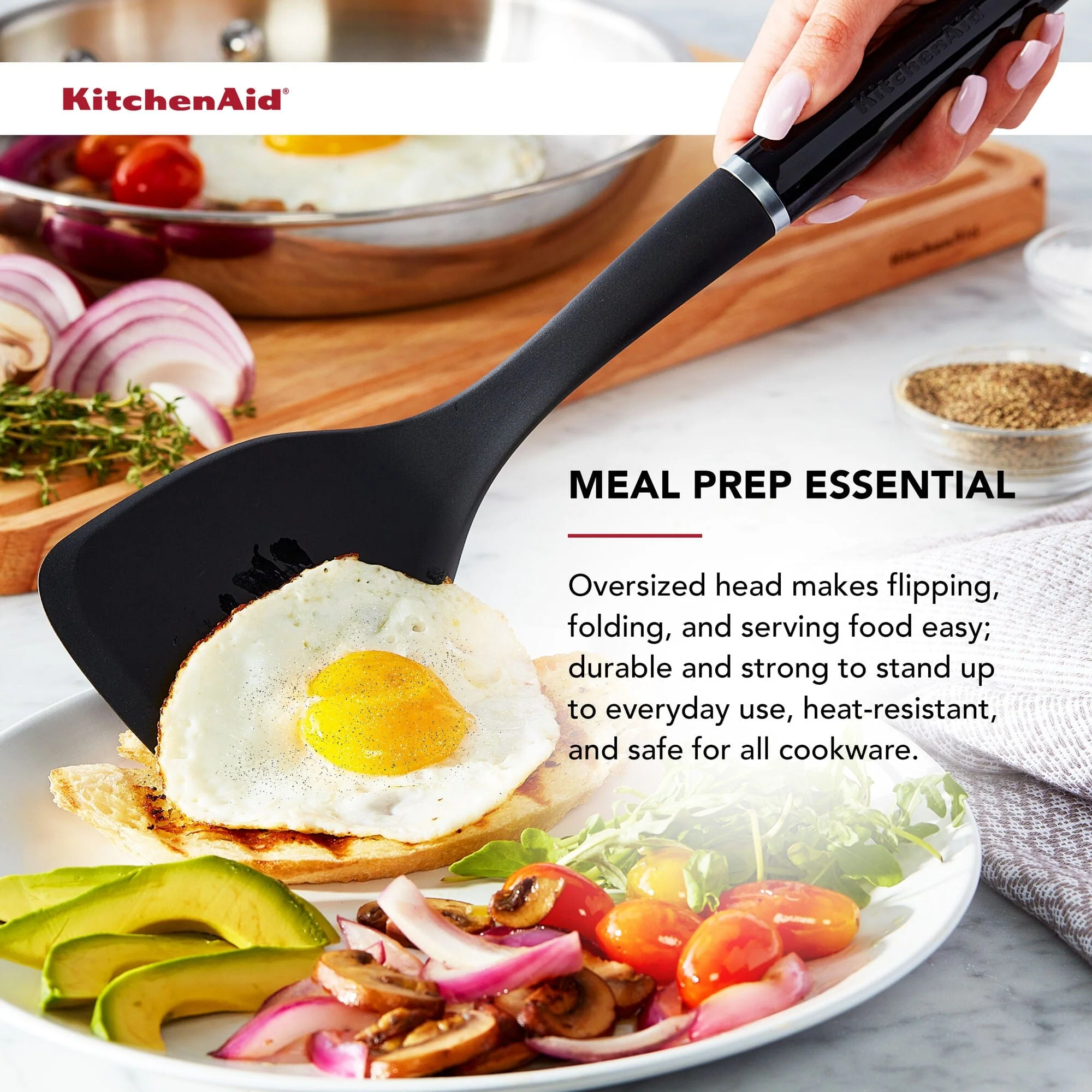 KitchenAid Classic Solid Turner, Black, 13.5x 3.3 Inch - Image 3