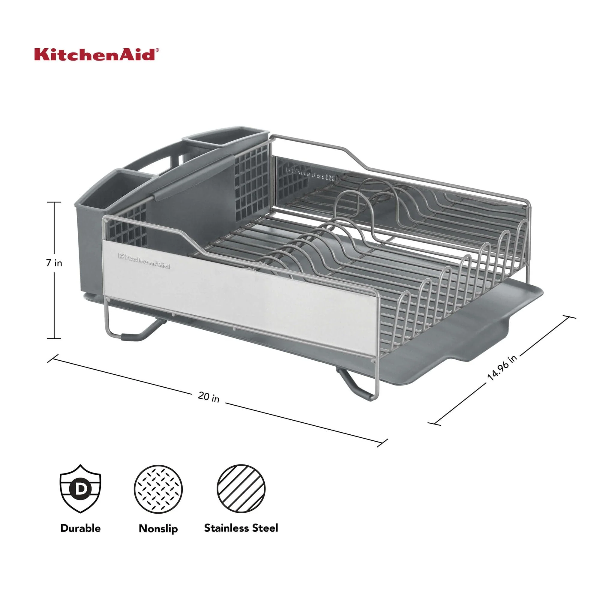 KitchenAid Full Size Dish Rack, Light Grey - Image 2