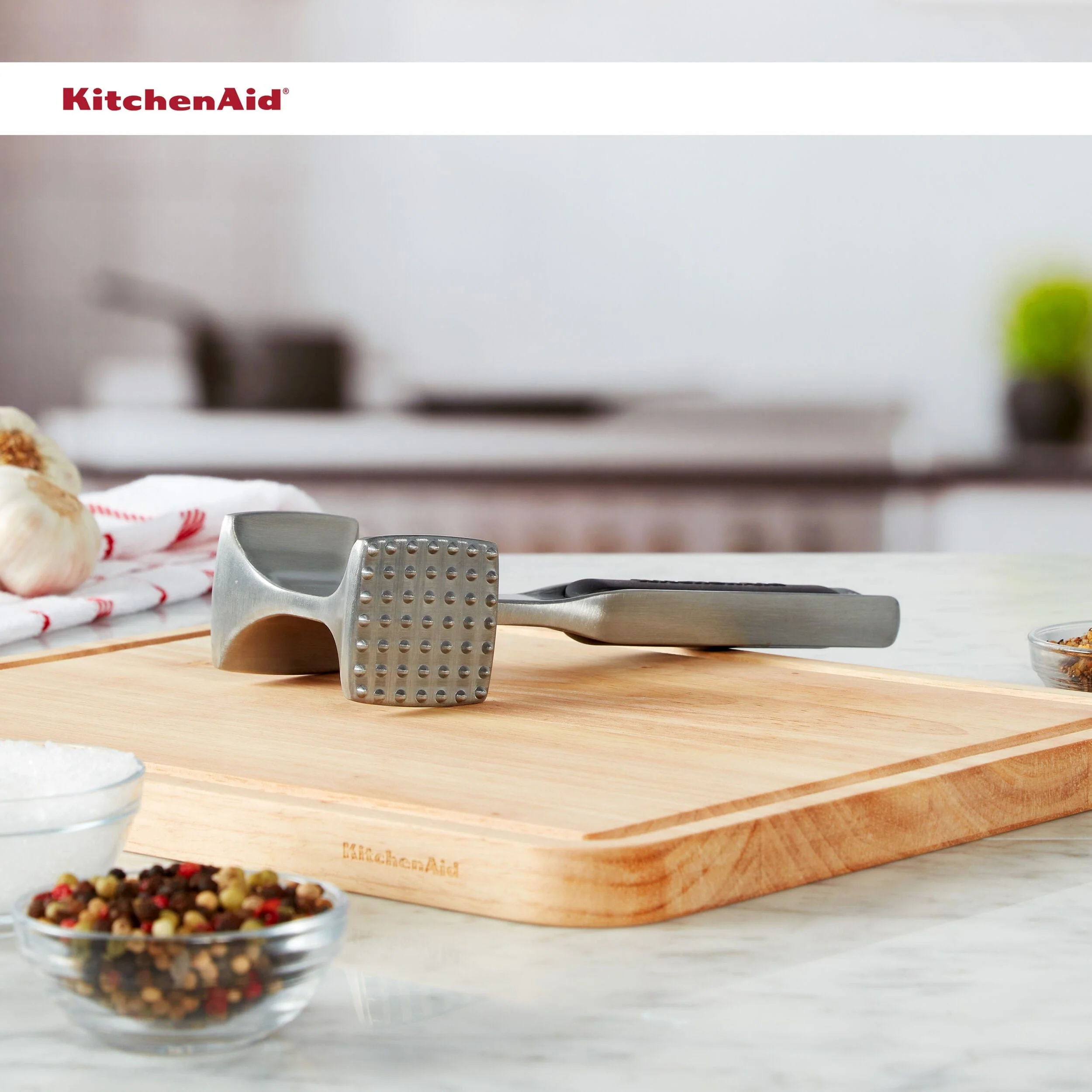 KitchenAid Gourmet Multi Sided Meat Tenderizer for Pounding Meats, Nuts, Shellfish, ect, Hang Hole for Easy Storage, Hand Wash, One Size, Black - Image 3