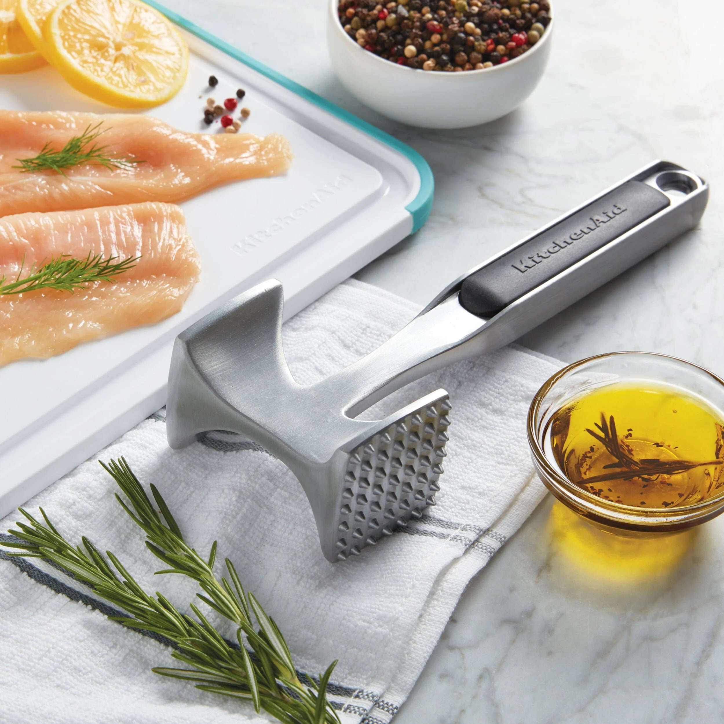 KitchenAid Gourmet Multi Sided Meat Tenderizer for Pounding Meats, Nuts, Shellfish, ect, Hang Hole for Easy Storage, Hand Wash, One Size, Black - Image 4
