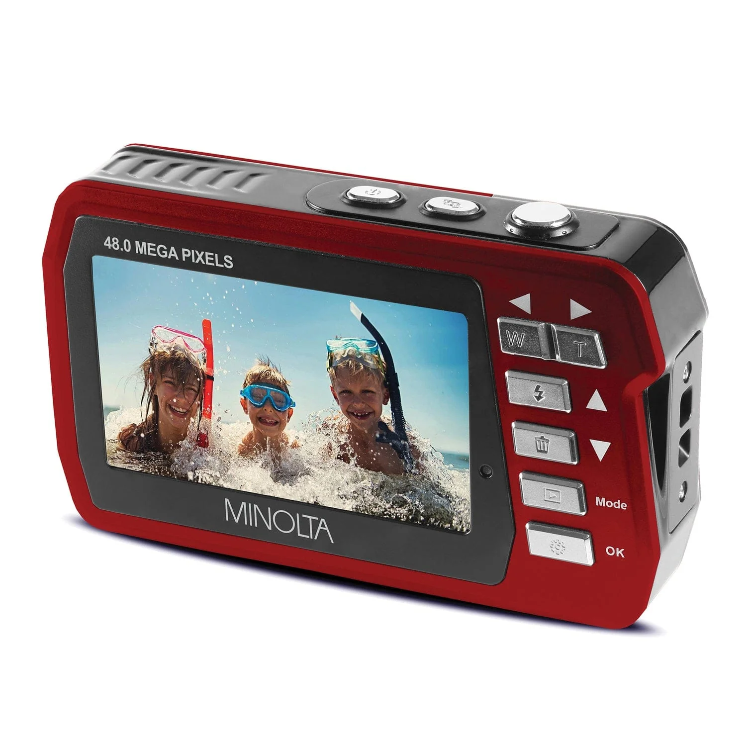 Minolta 48.0-Megapixel Waterproof Digital Camera, Red - Image 3