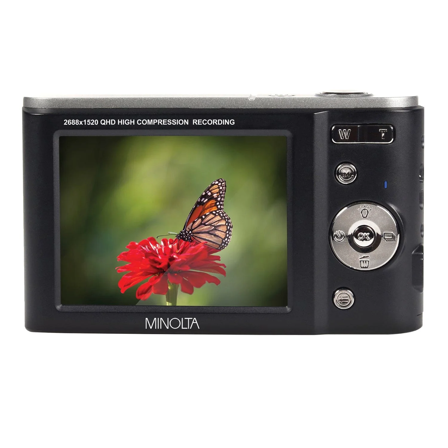 Minolta MND20 16x Digital Zoom 44 MP/2.7K Quad HD Digital Camera, Black - Image 3