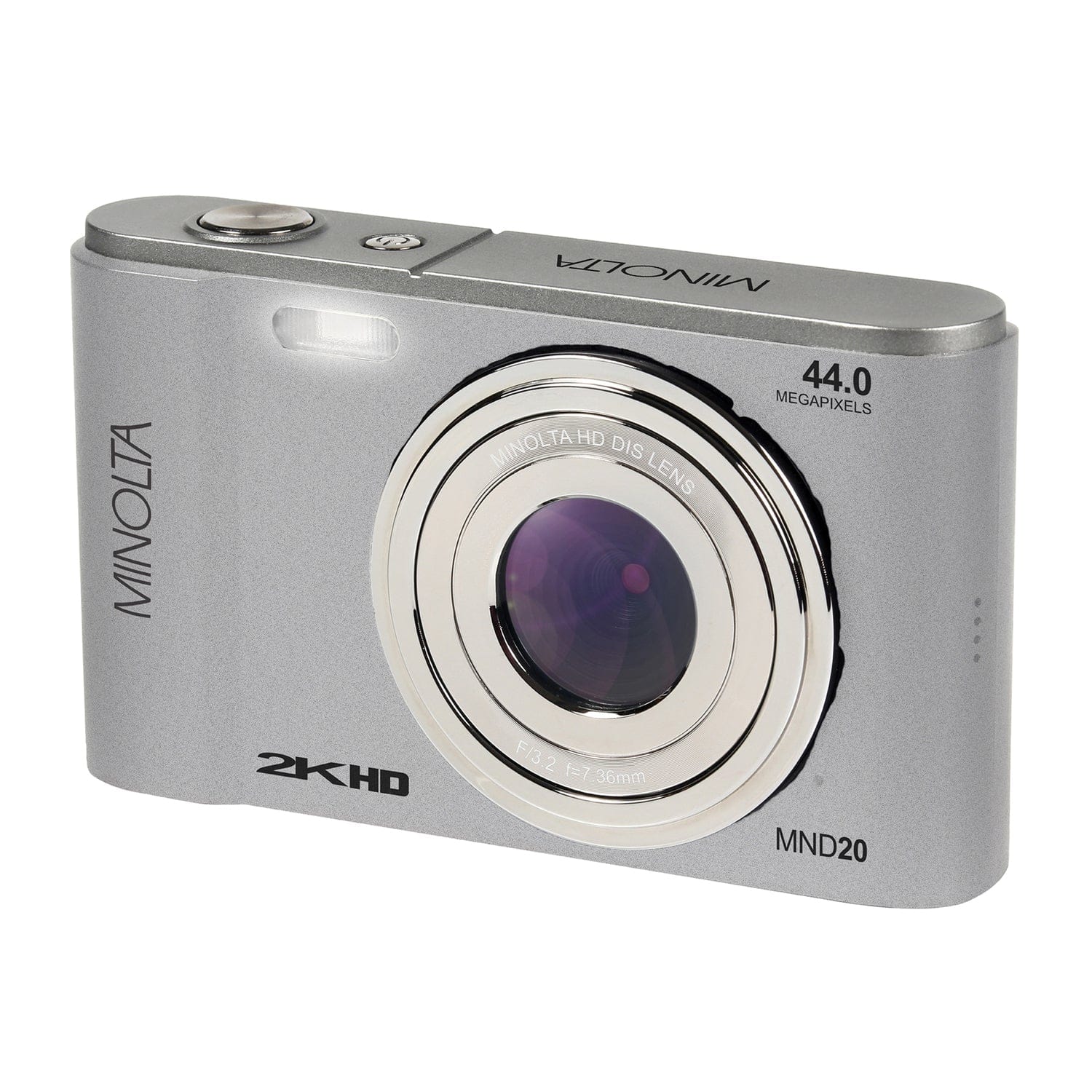 Minolta MND20 16x Digital Zoom 44 MP/2.7K Quad HD Digital Camera, Silver - Image 2