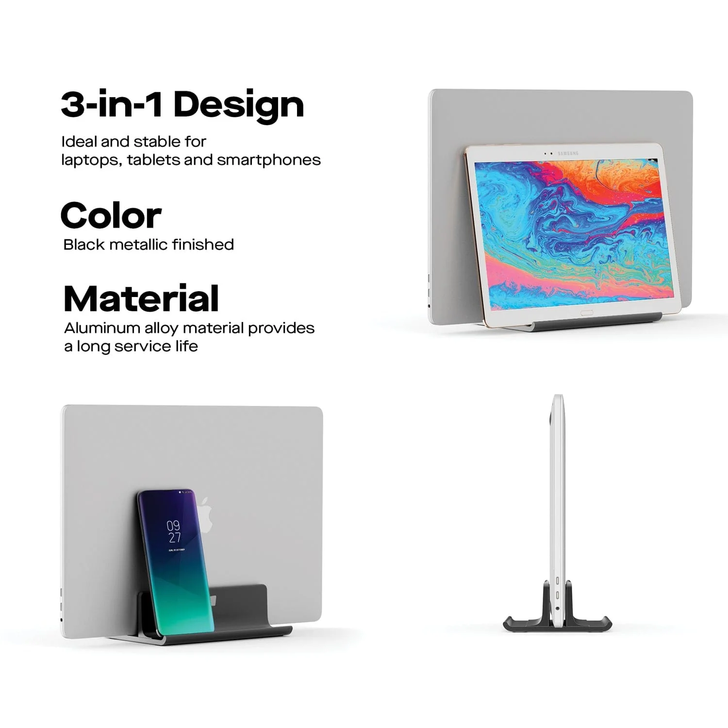 Mobile Pixels Vertical Laptop Stand, Black - Image 3